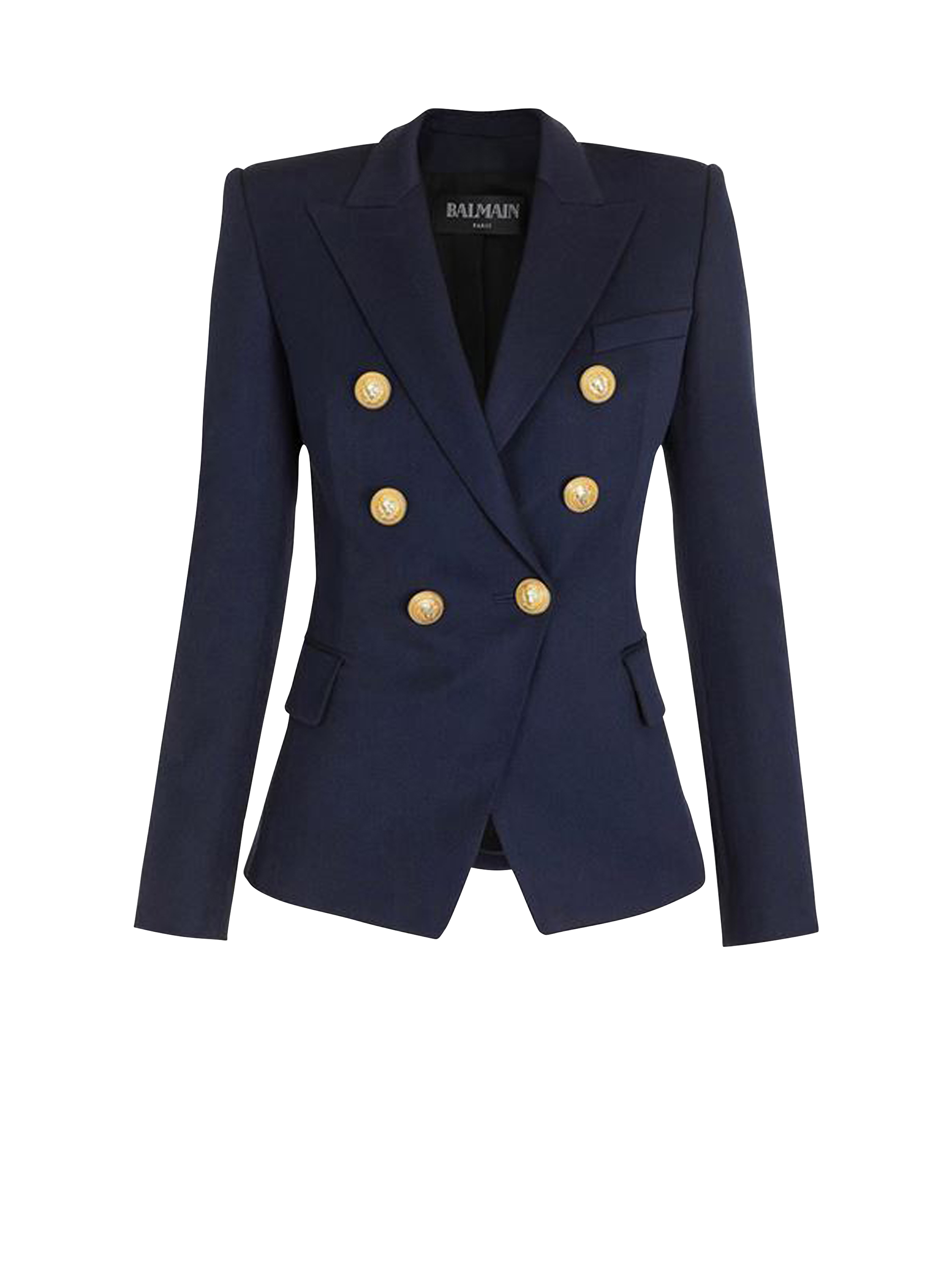 Jacke aus Wolle mit zweireihiger Knopfleiste, marineblau
