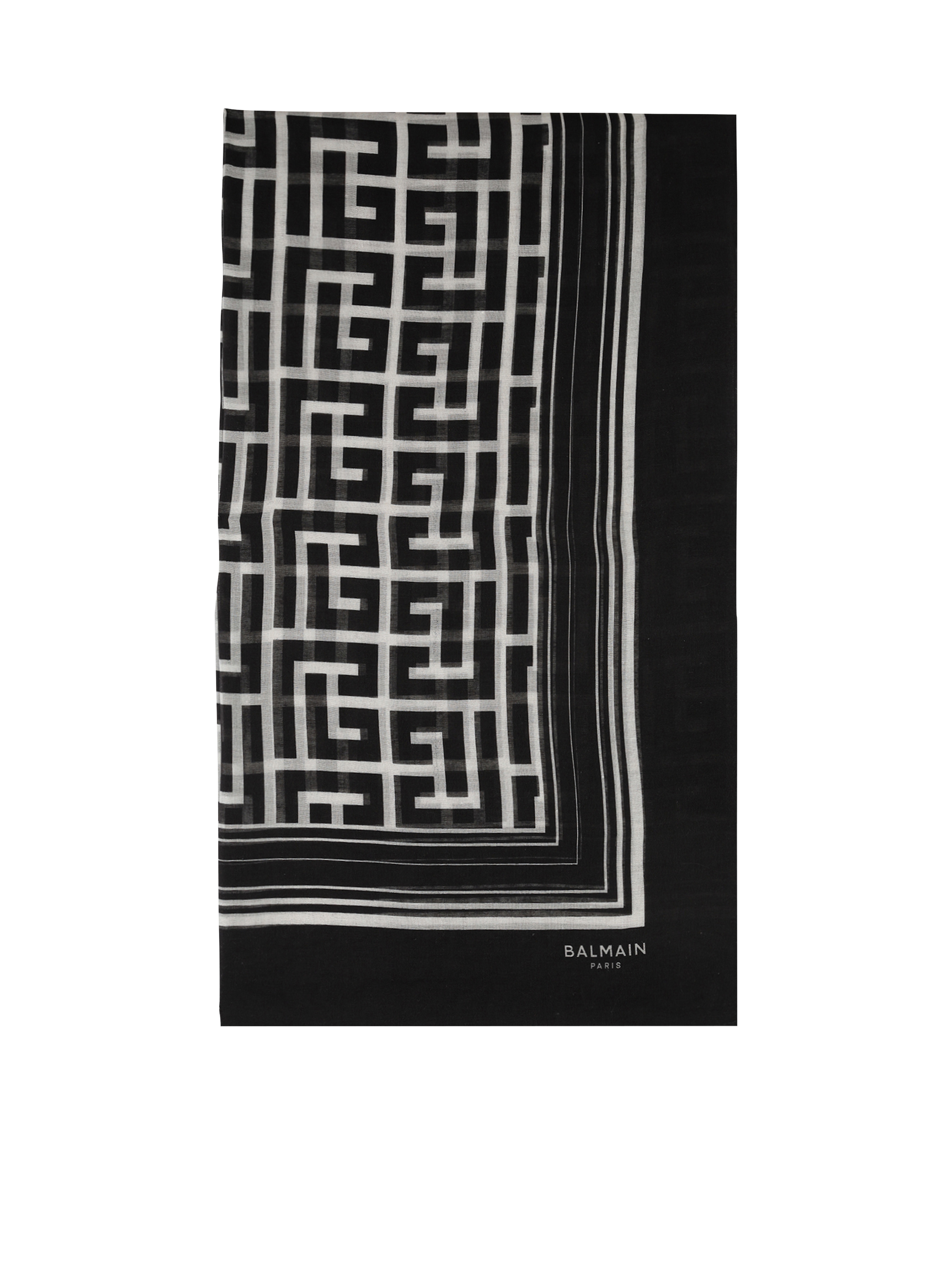 Schal aus Baumwolle mit Balmain-Monogramm, schwarz