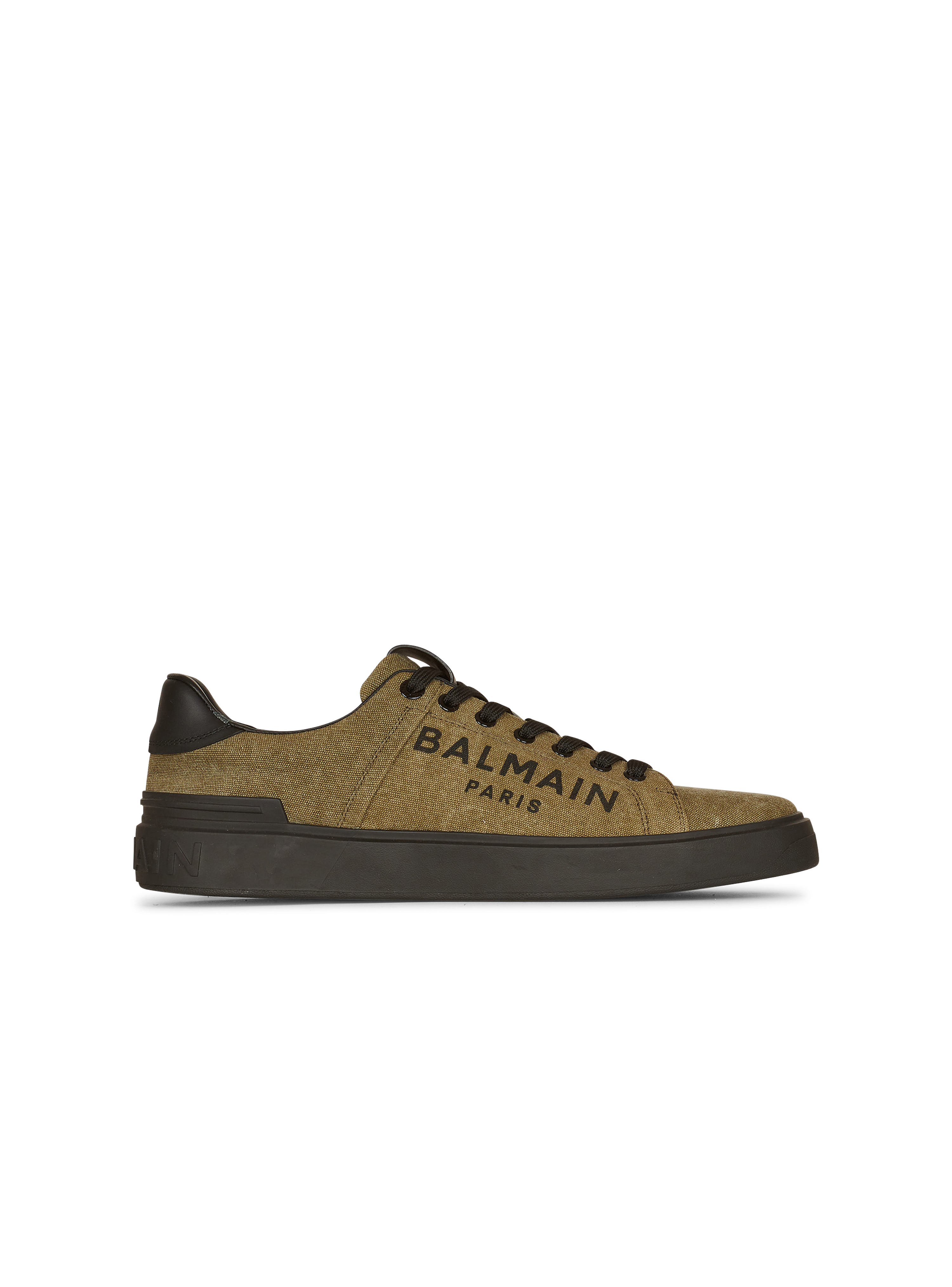 B-Court Sneakers aus Canvas mit Balmain Logo-Print, khaki