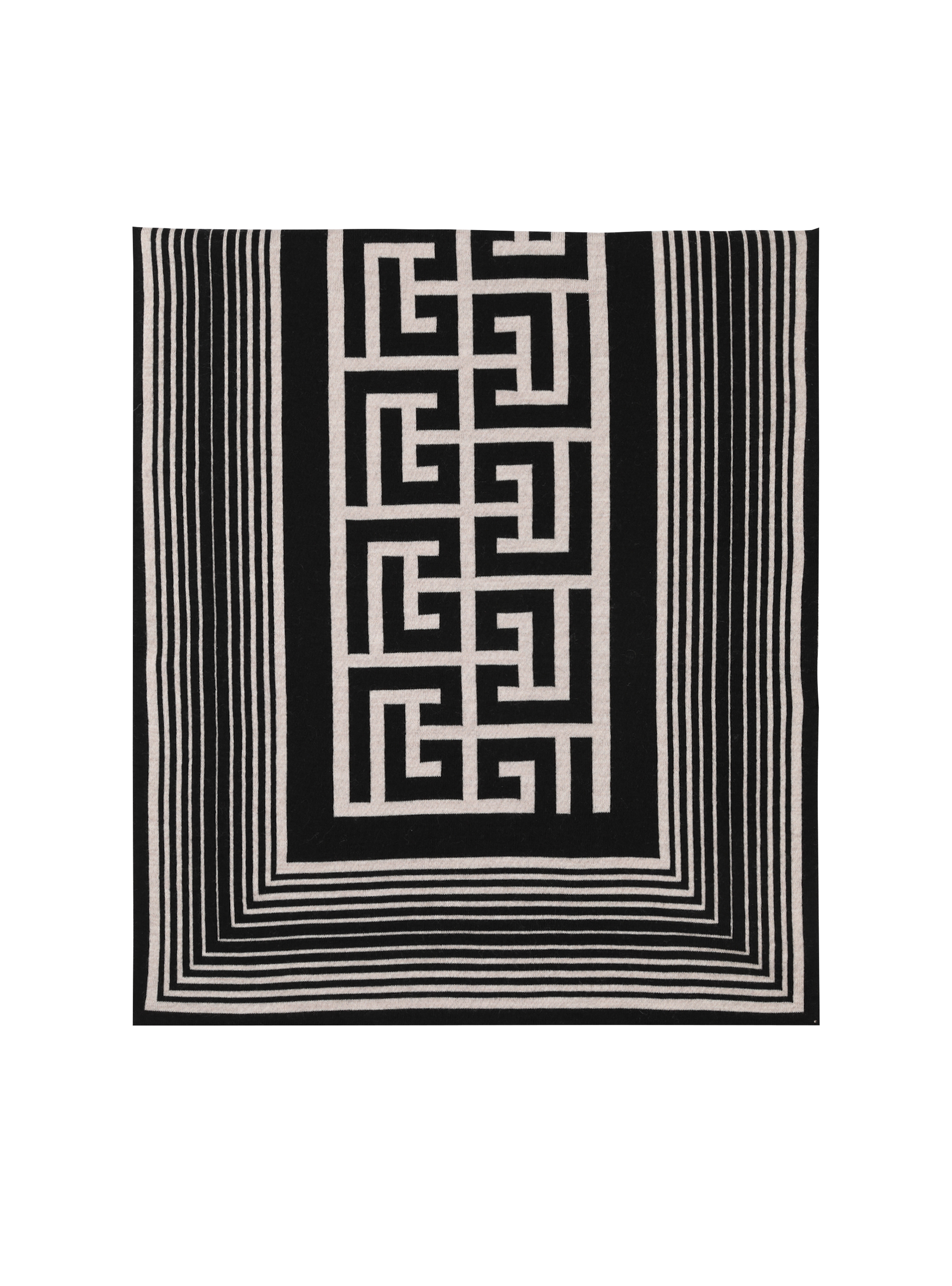 Schal aus Wolle mit Balmain-Monogrammmuster, schwarz