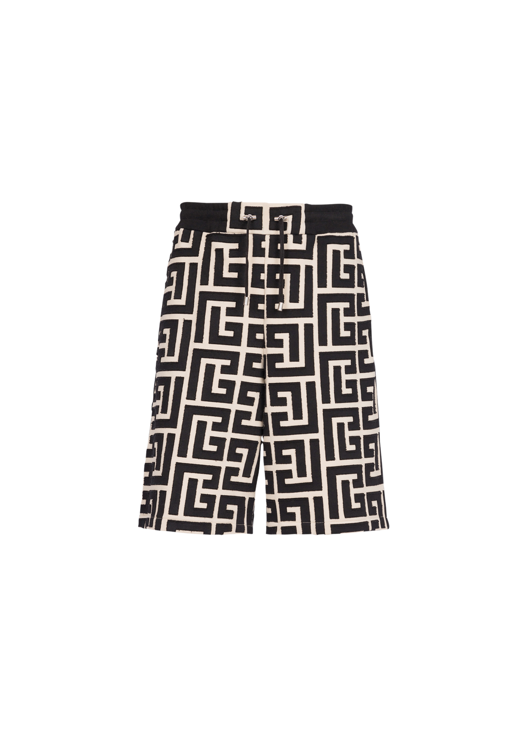 Shorts aus Baumwolle mit Maxi-Balmain-Monogramm, schwarz, hi-res