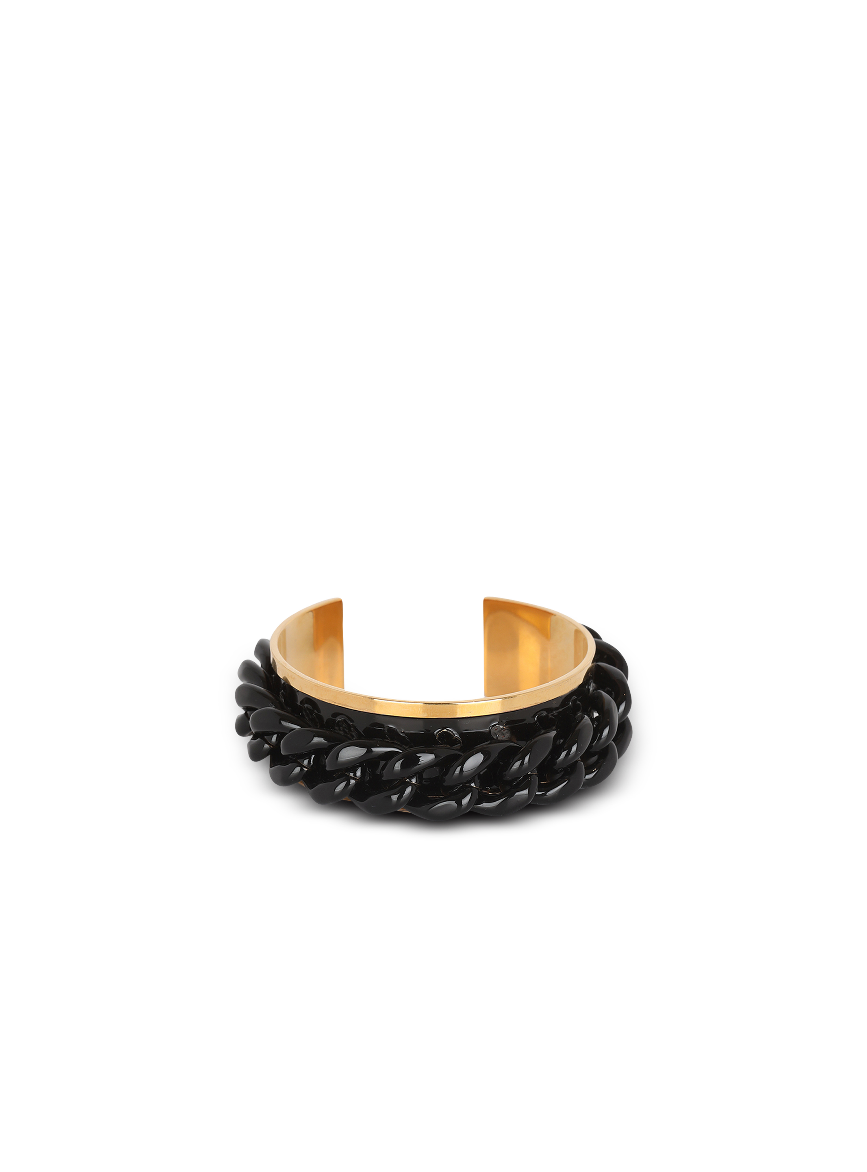 Brass chain cuff bracelet, black