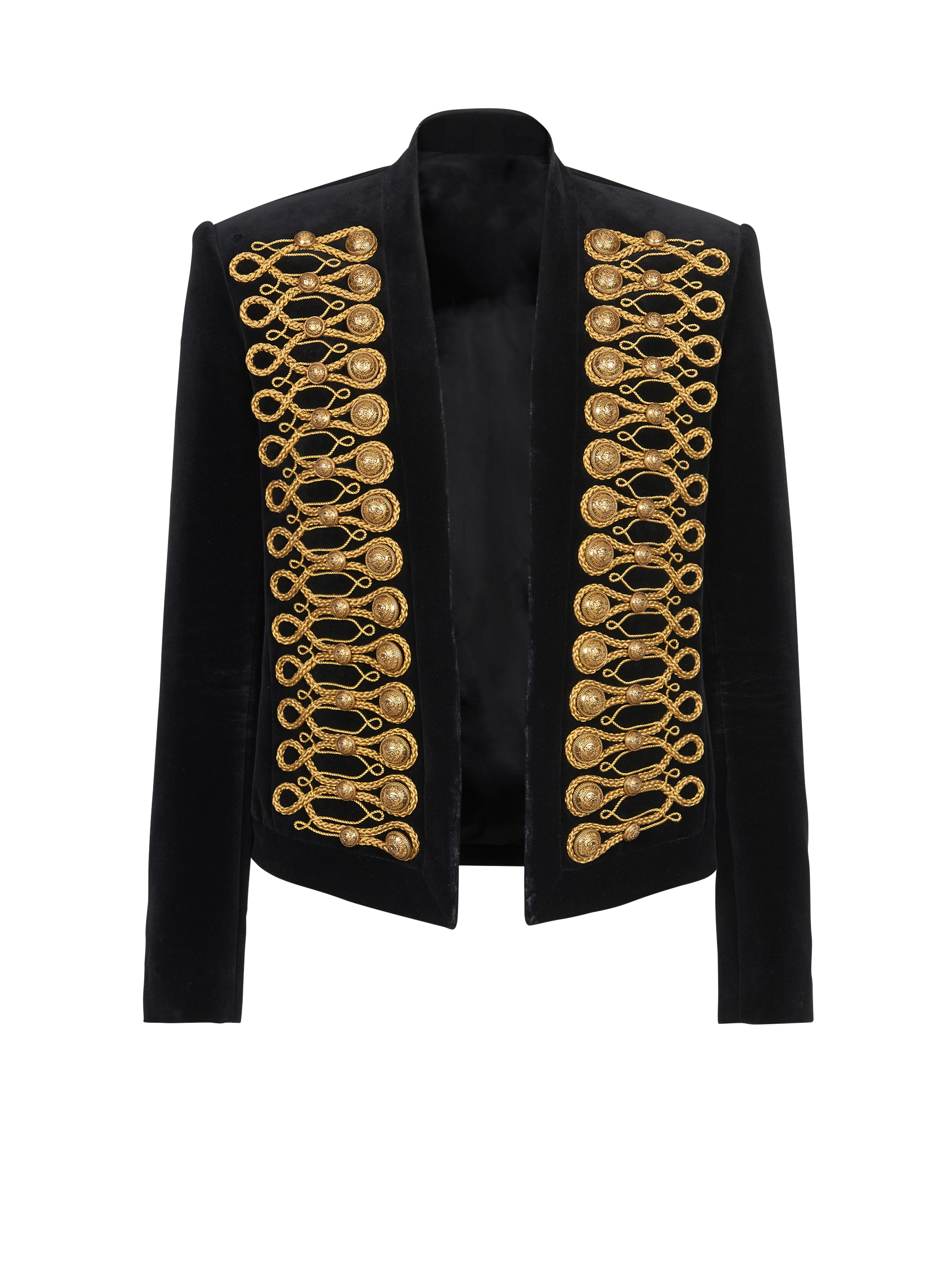 Velvet Brandenburg spencer jacket with golden embroidery, gold