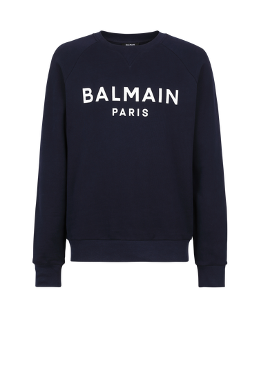 Sweatshirt aus Baumwolle mit geflocktem „Balmain Paris“-Logo