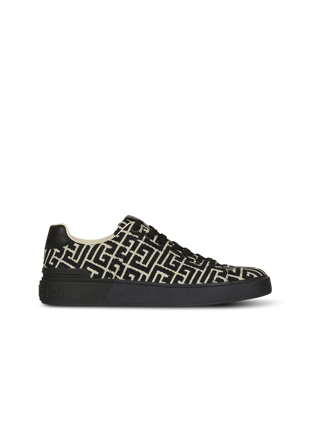 B-Court Sneakers mit Monogramm-Jacquardmuster, schwarz, hi-res