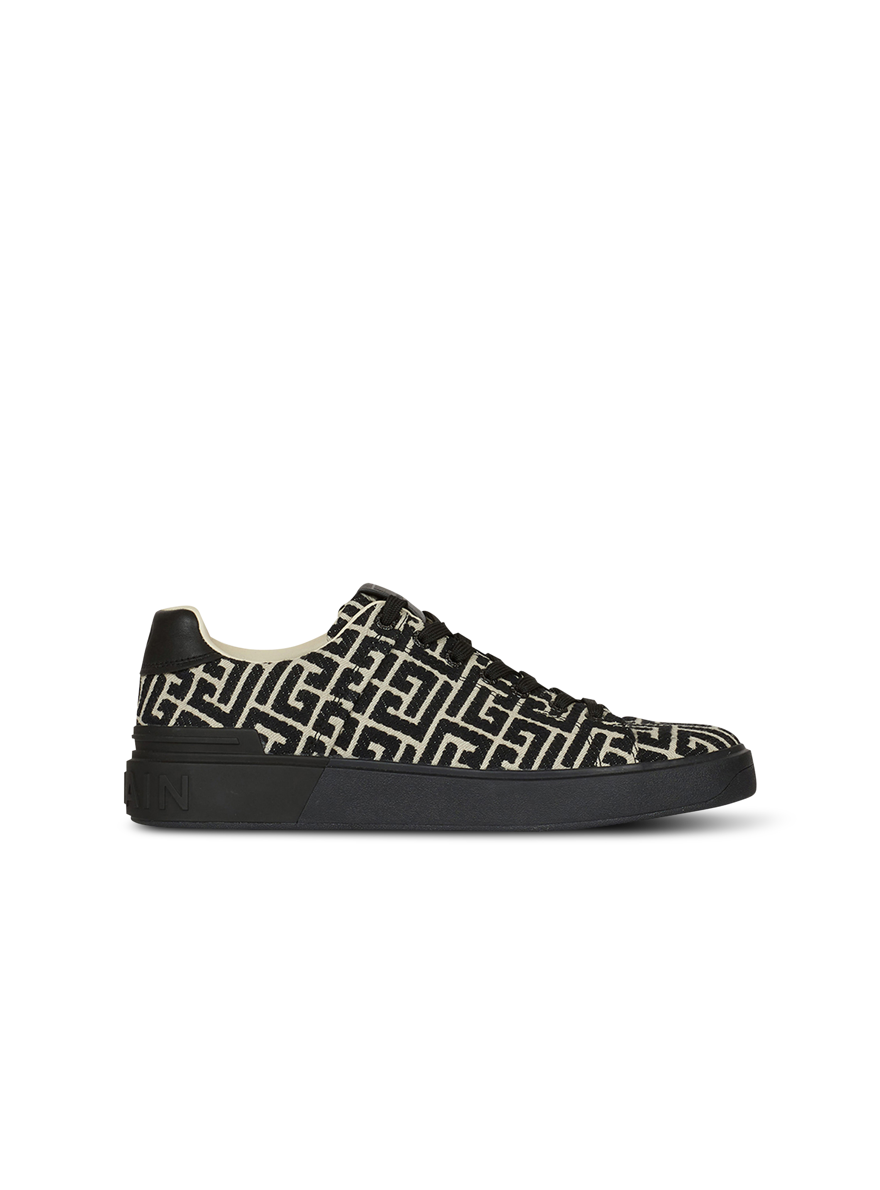 B-Court Sneakers mit Monogramm-Jacquardmuster, schwarz