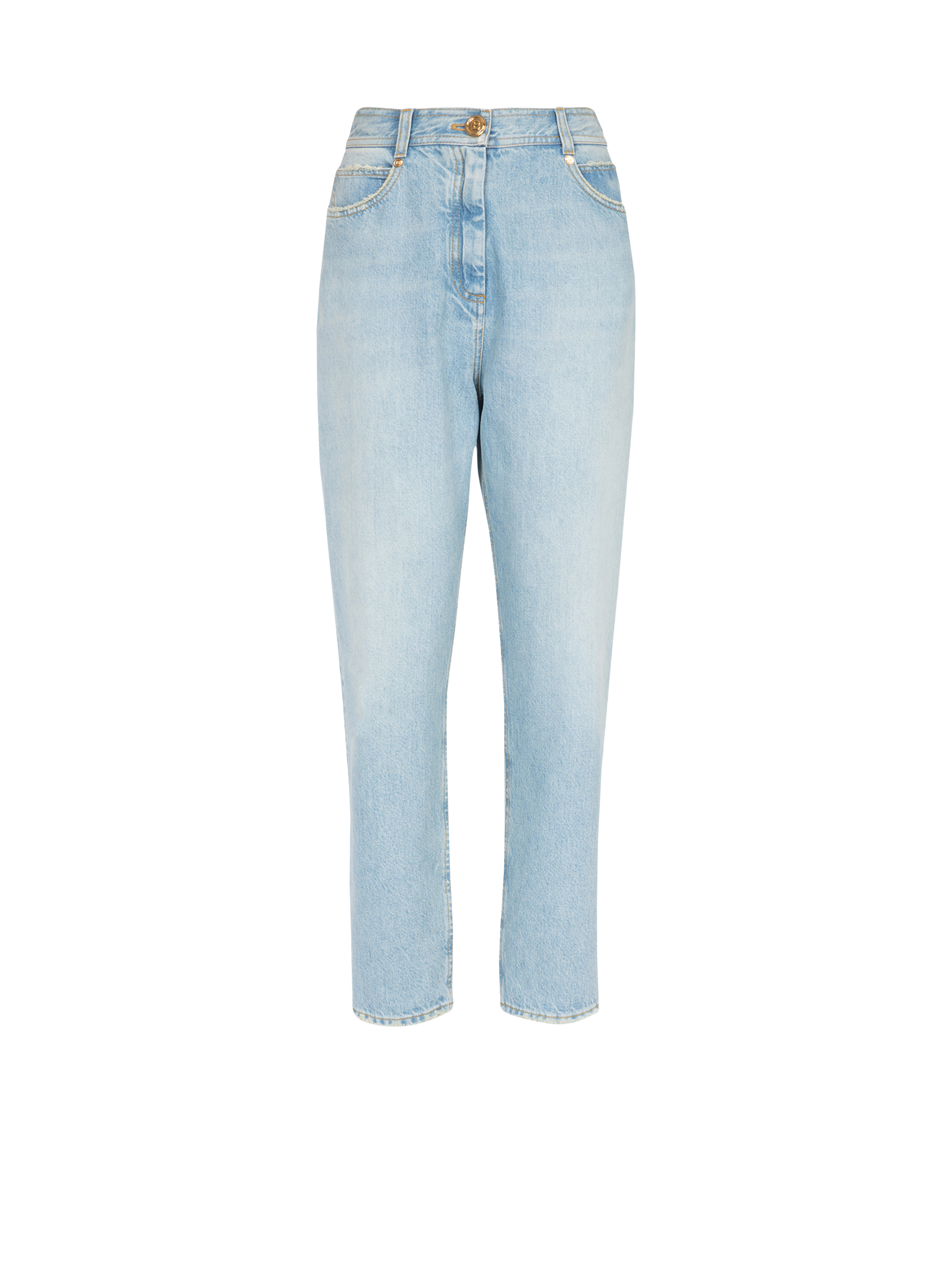 Boyfriend-Jeans mit Bleach-Effekt im Öko-Design, blau