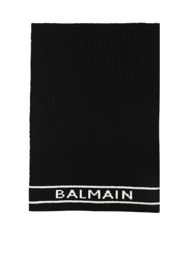 Schal aus Wolle mit Balmain-Logo in Weiß