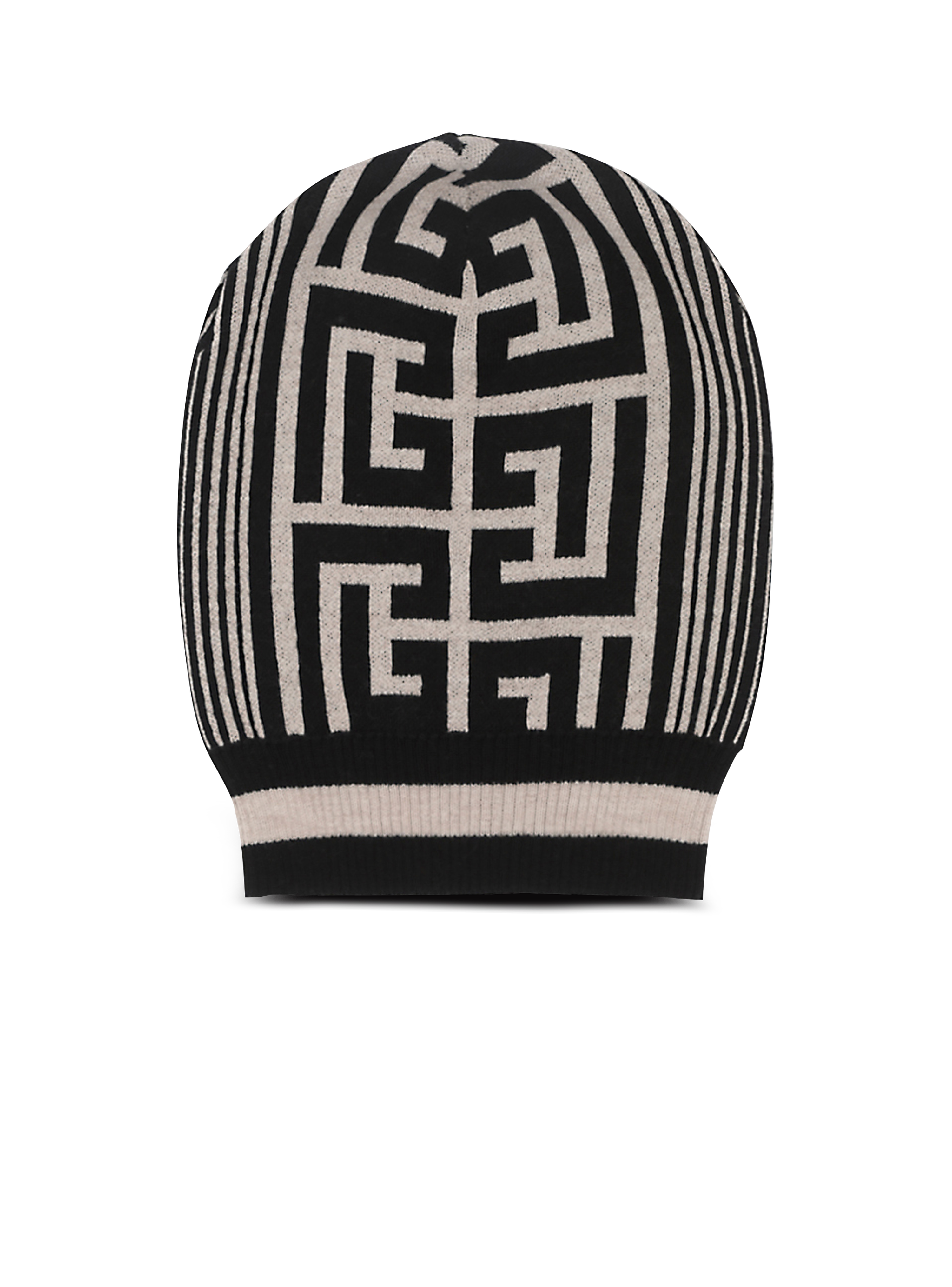 Mütze aus Wolle mit Balmain-Monogramm, schwarz