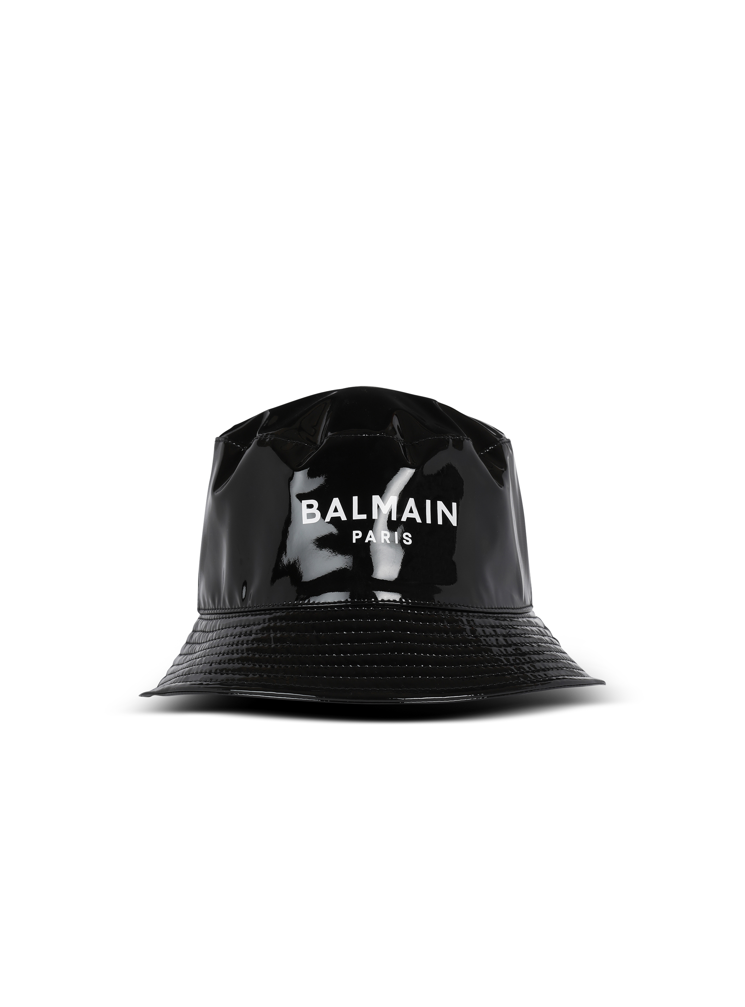 Vinyl bucket hat with Balmain logo, black