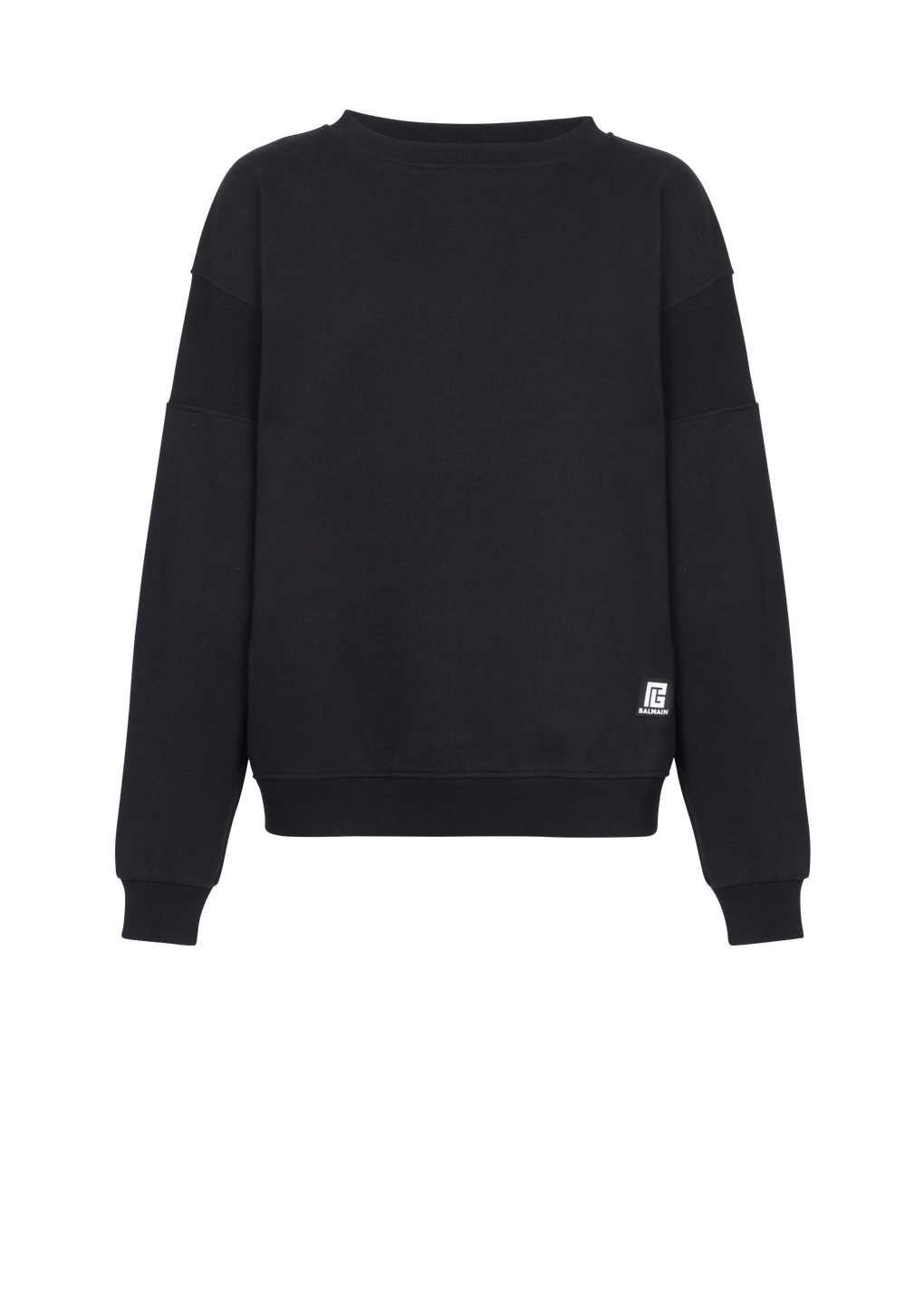 Sweatshirt aus Baumwolle mit Balmain Logo-Print, schwarz, hi-res