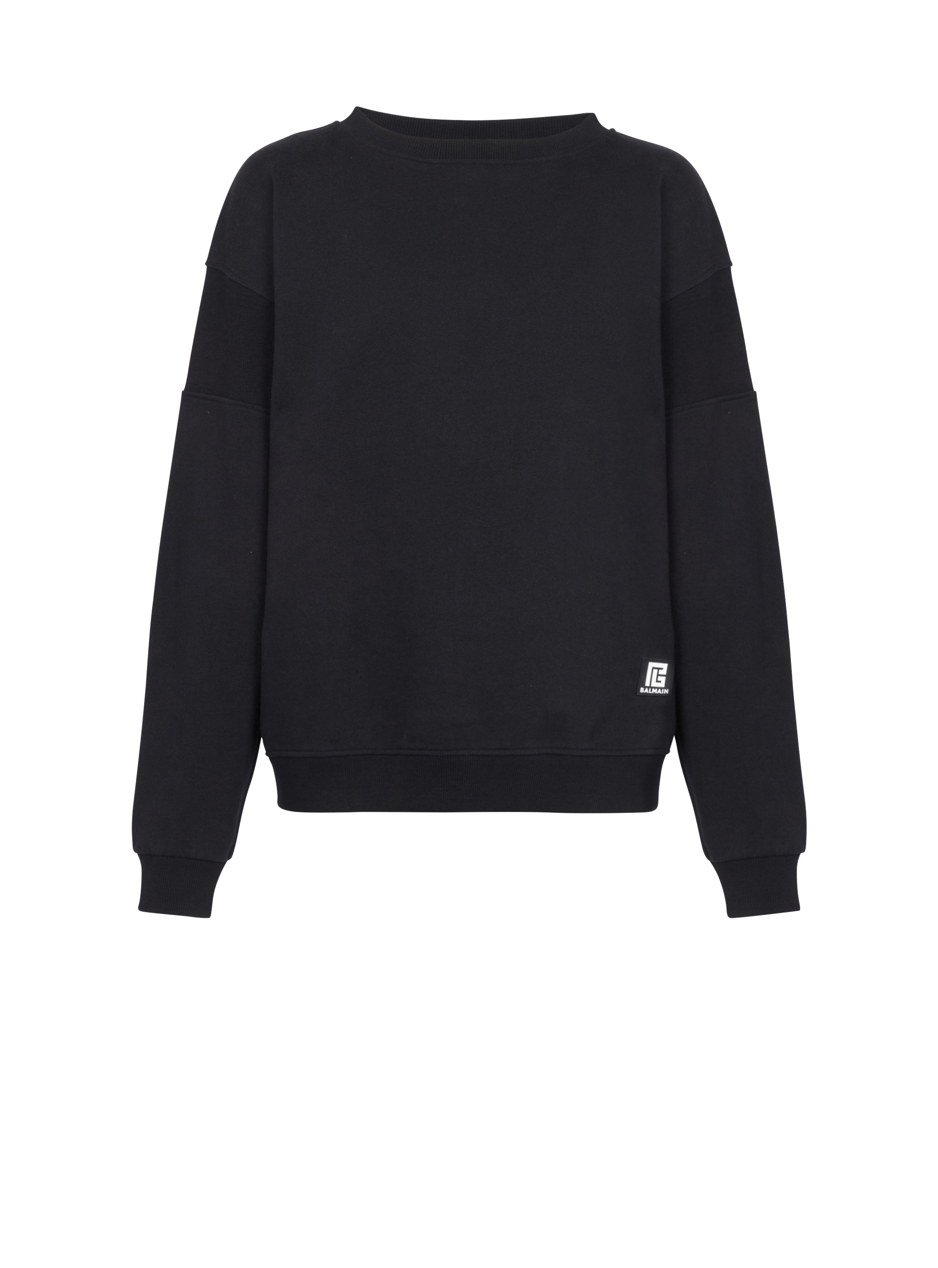 Sweatshirt aus Baumwolle mit Balmain Logo-Print, schwarz