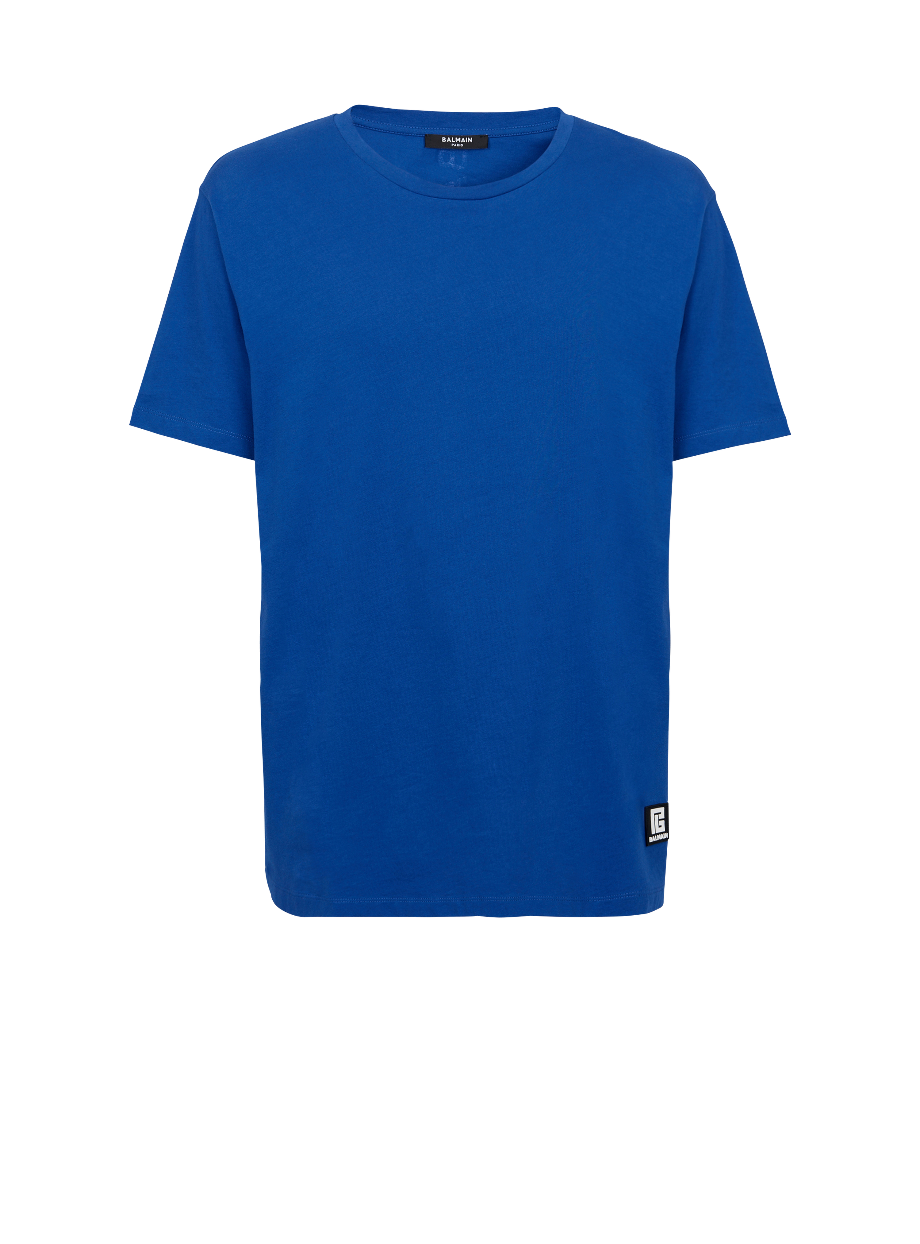 Oversize-T-Shirt aus Baumwolle mit Balmain Logo-Print, marineblau