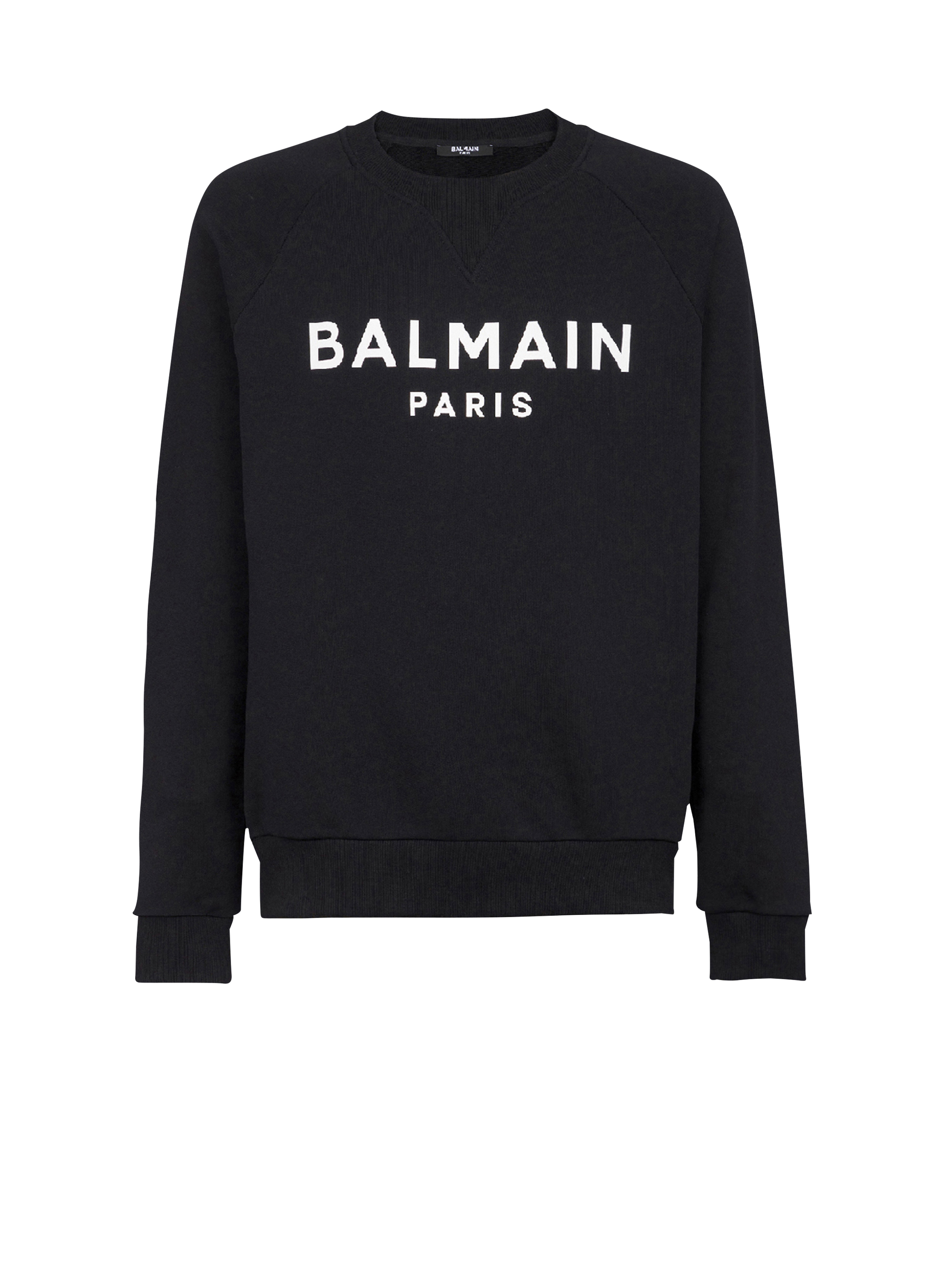 Sweatshirt aus Baumwolle mit schwarzem „Balmain Paris”-Logo-Print, schwarz