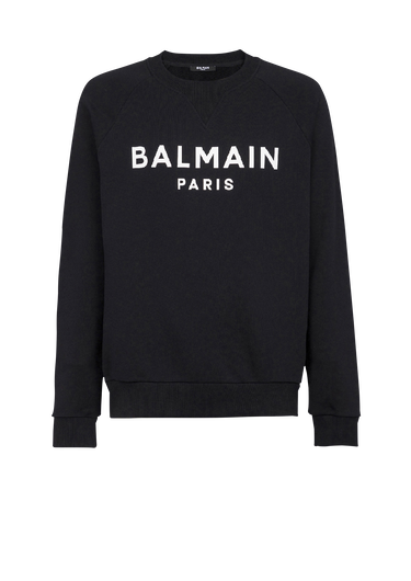 Sweatshirt aus Baumwolle mit schwarzem „Balmain Paris”-Logo-Print