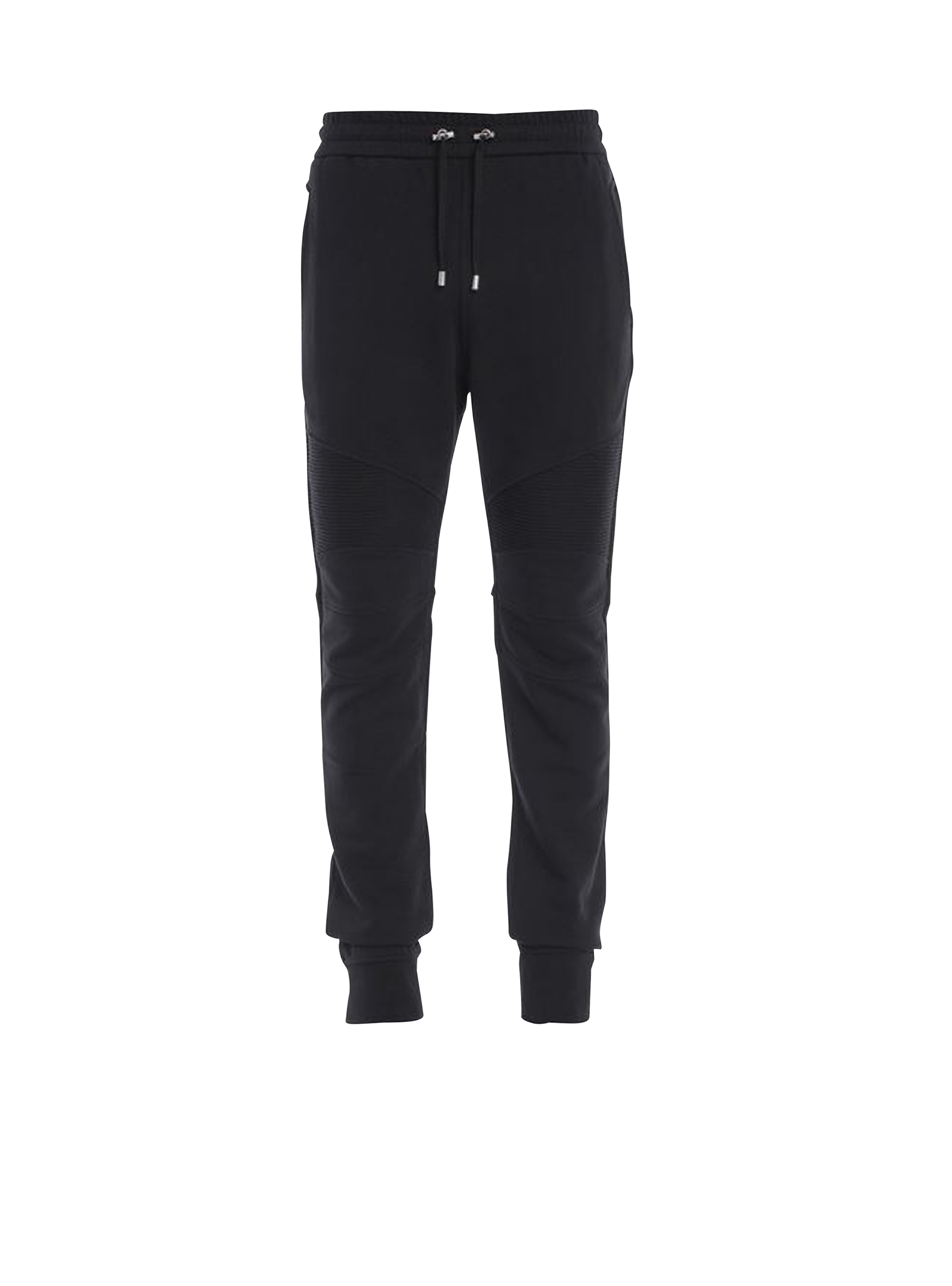 Sweatpants aus Baumwolle mit geflocktem „Balmain Paris“-Logo, schwarz