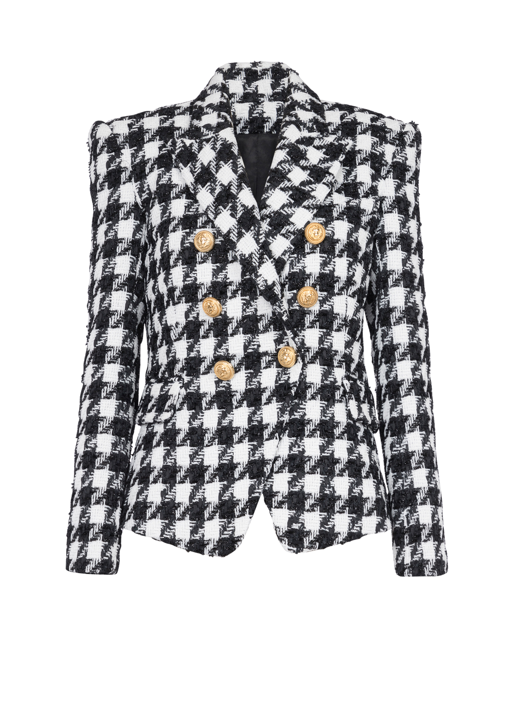 Jacke aus Tweed mit zweireihiger Knopfleiste, schwarz, hi-res