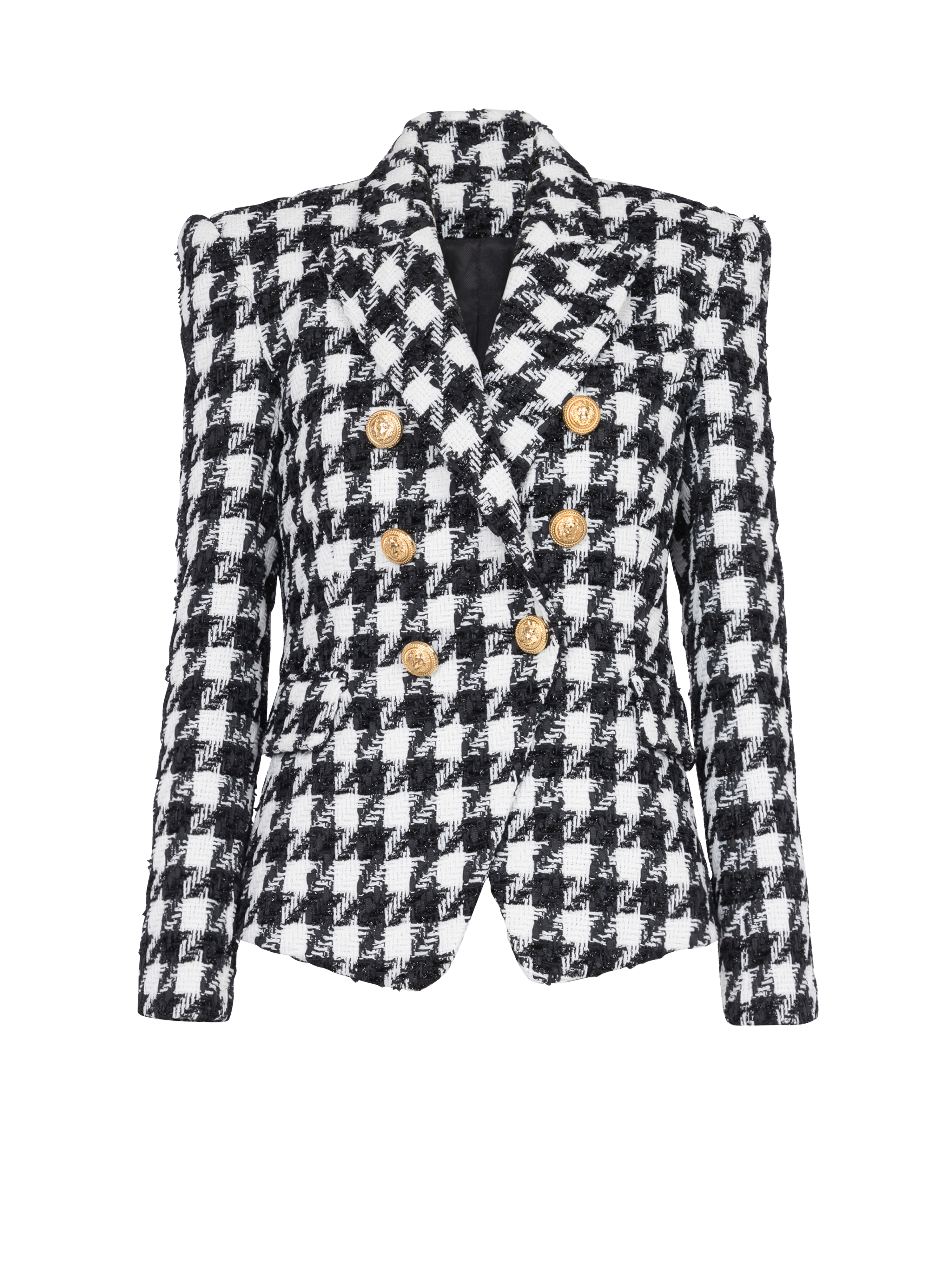 Jacke aus Tweed mit zweireihiger Knopfleiste, schwarz