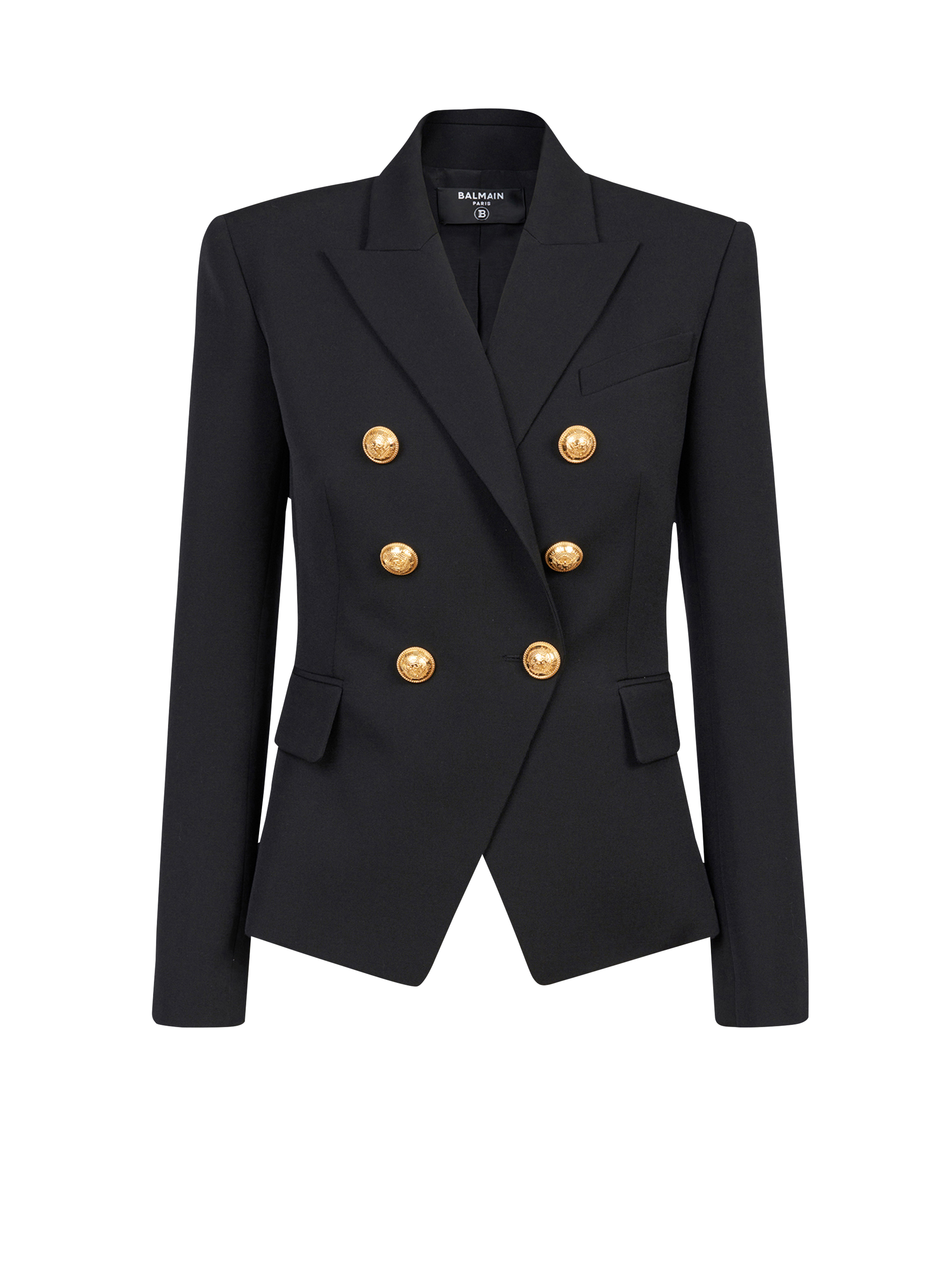 Jacke aus Wolle mit zweireihiger Knopfleiste, schwarz