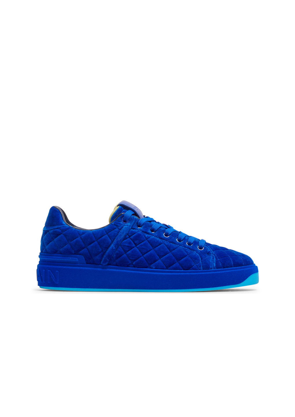 B-Court Sneakers aus gestepptem Samt, blau, hi-res