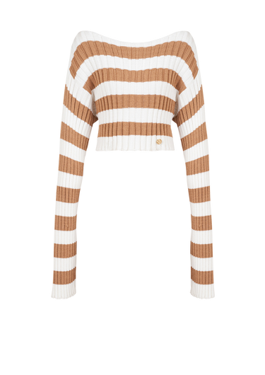Maritimer Cropped-Pullover im Öko-Design