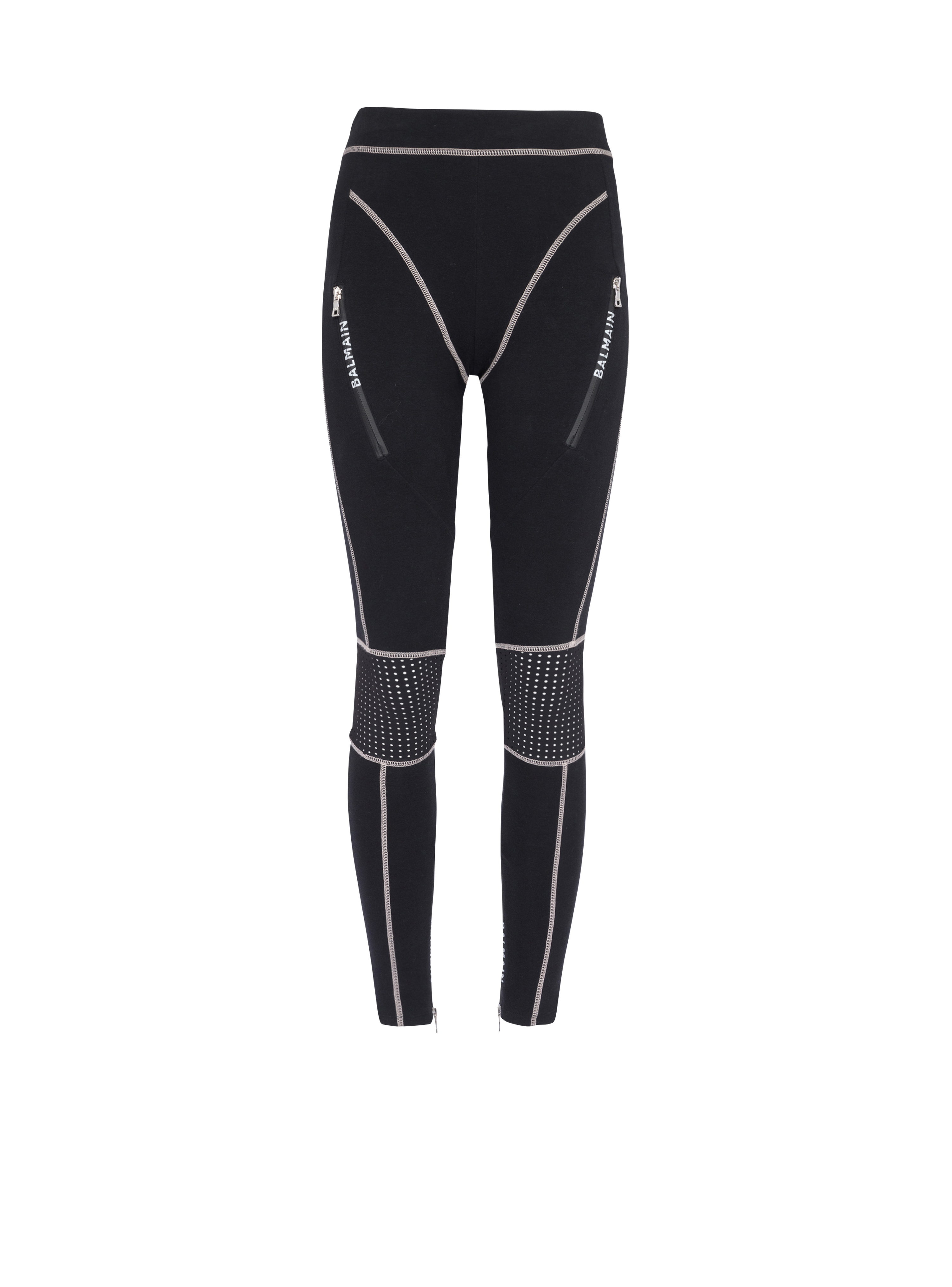 Leggings aus Jersey mit Balmain-Monogramm, schwarz
