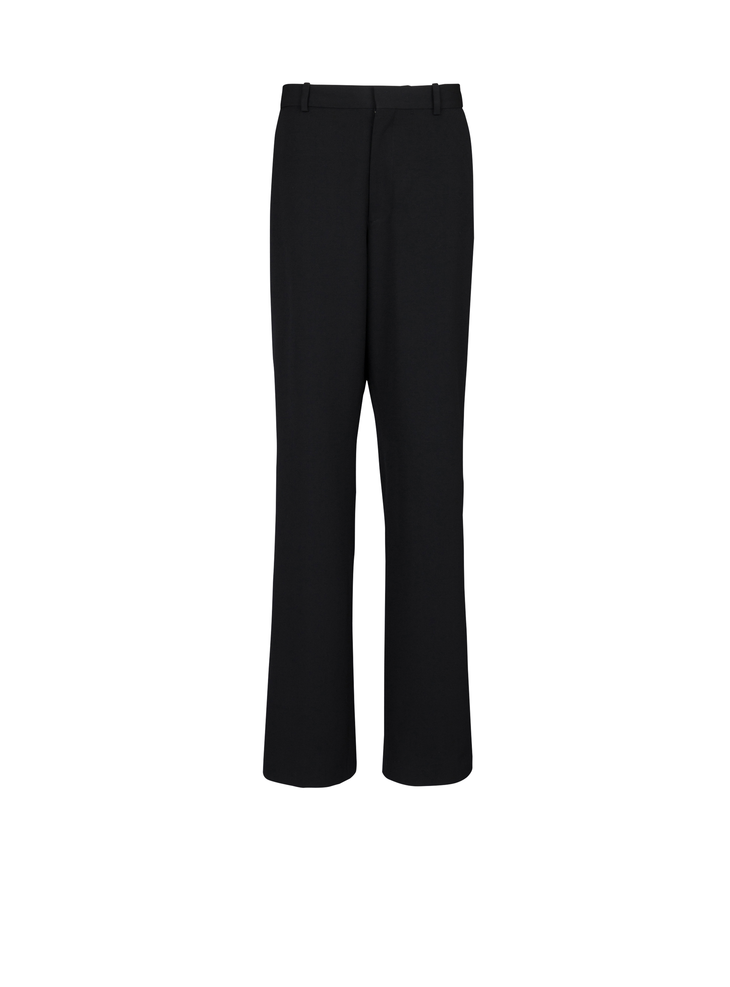 Wool wide-leg trousers, black