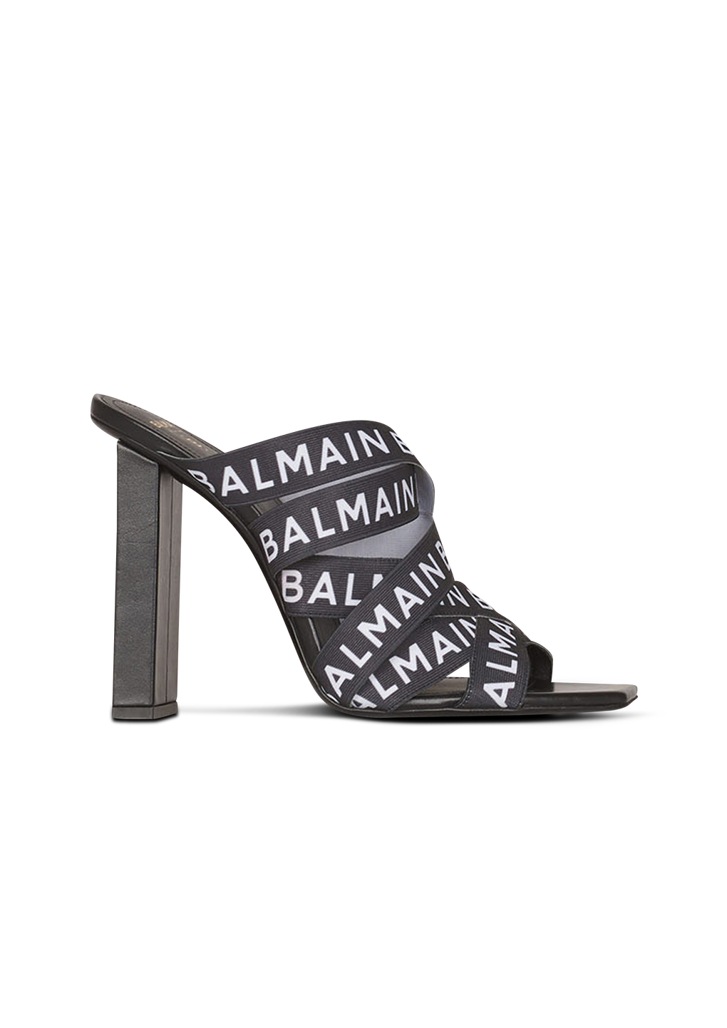 Union sandals with Balmain logo print, black, hi-res