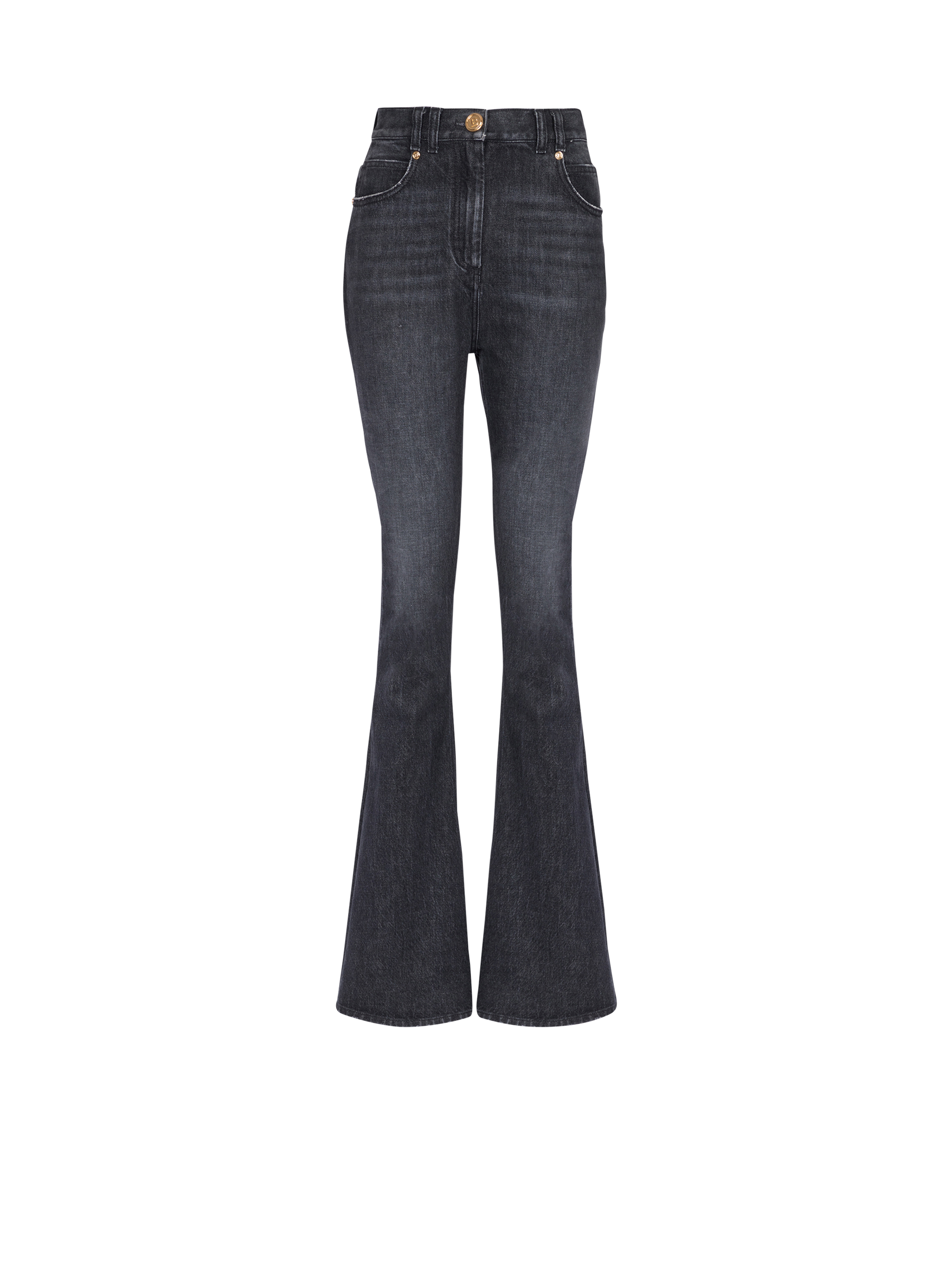 Bootcut-Jeans mit Bleach-Effekt im Öko-Design, schwarz