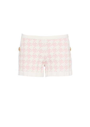 Hochtaillierte Tweed-Shorts mit Hahnentrittmuster