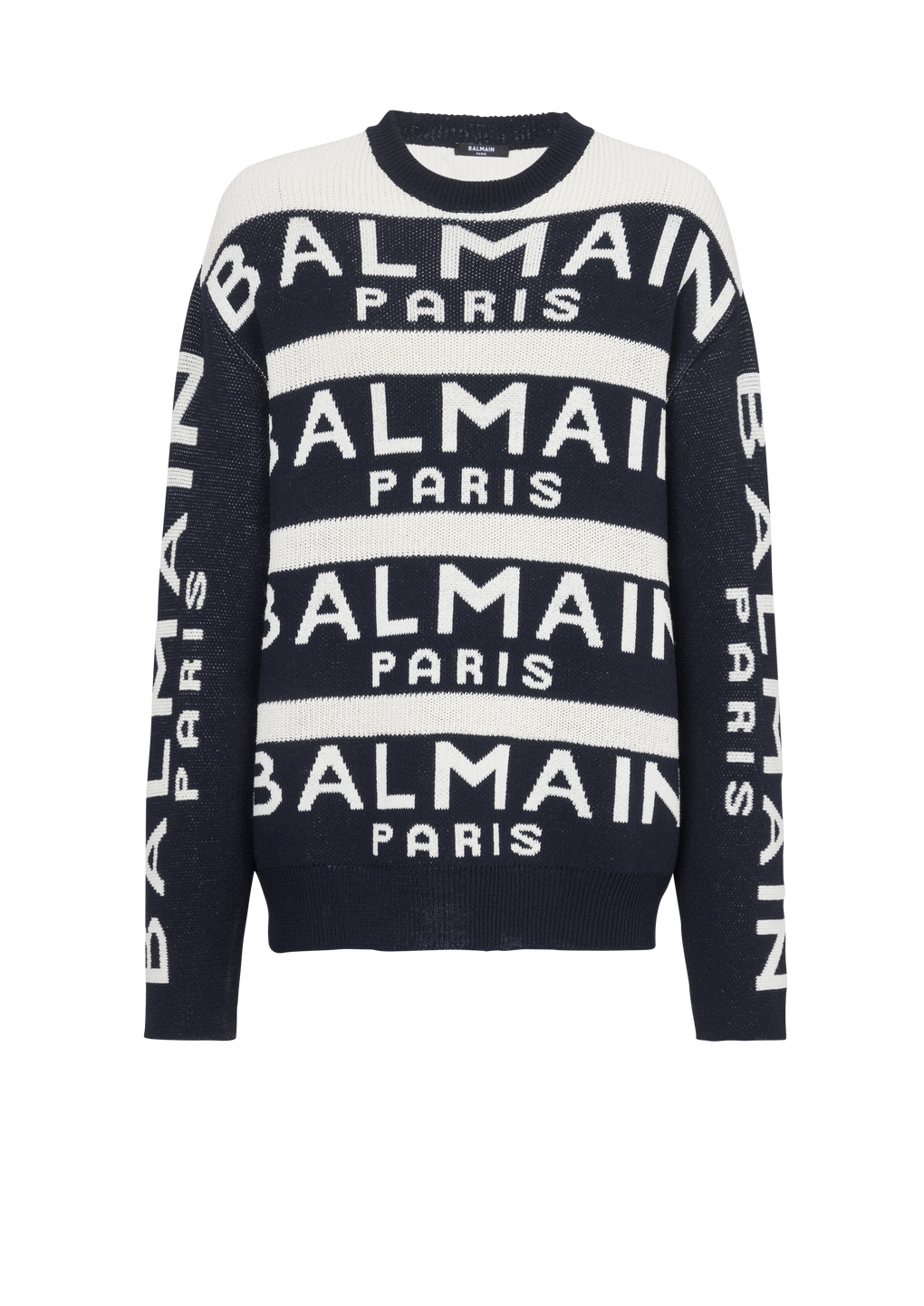 Pullover mit aufgesticktem „Balmain Paris“-Logo, schwarz, hi-res