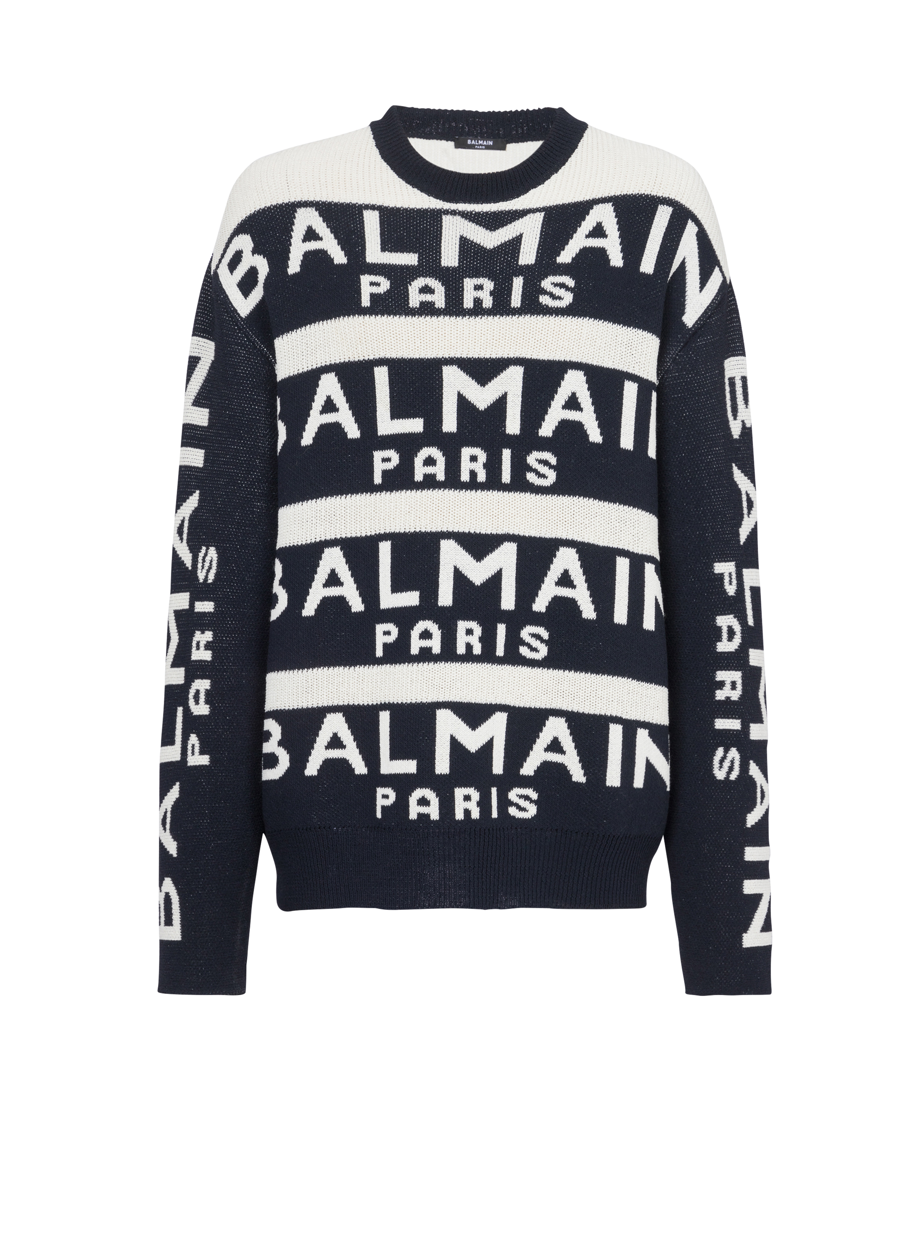 Pullover mit aufgesticktem „Balmain Paris“-Logo, schwarz