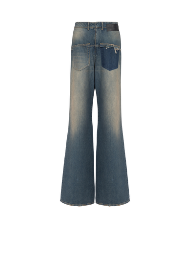Inside-Out-Jeans mit weitem Bein aus Baumwolle mit Bleach-Effekt