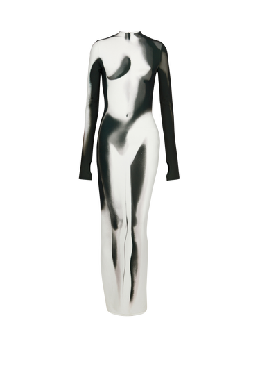 Langes Jerseykleid mit Körper-Print
