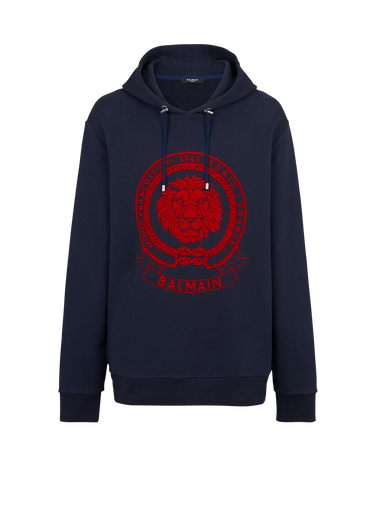 HIGH SUMMER CAPSULE KOLLEKTION – Sweatshirt aus Baumwolle mit geflocktem rotem Balmain Logo-Print