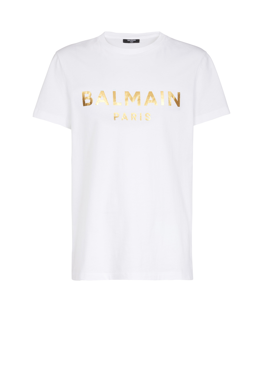 T-Shirt aus Baumwolle mit „Balmain Paris“-Logo-Print, WeiB, hi-res