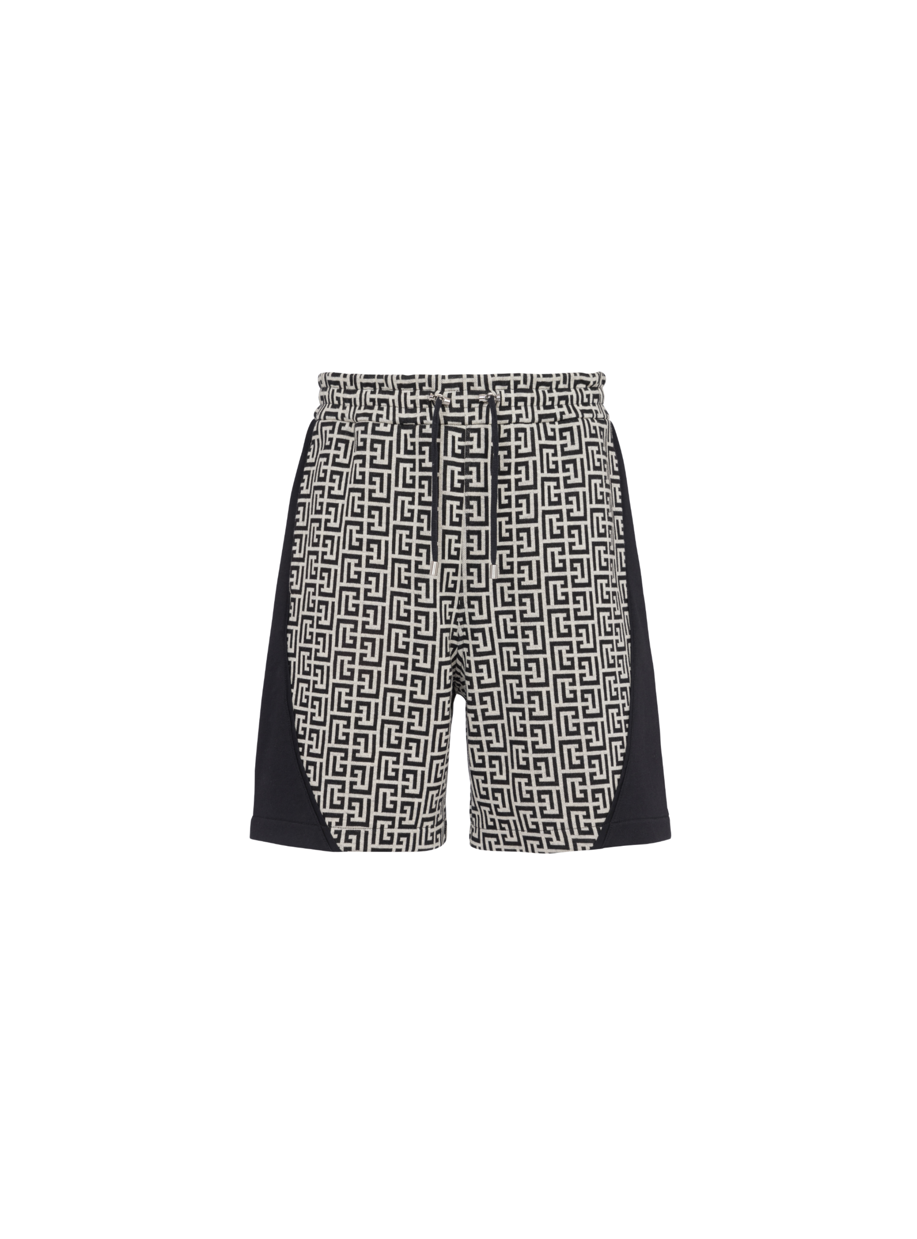 Shorts aus Baumwolle mit Balmain-Monogramm und Klettverschluss-Logo, schwarz