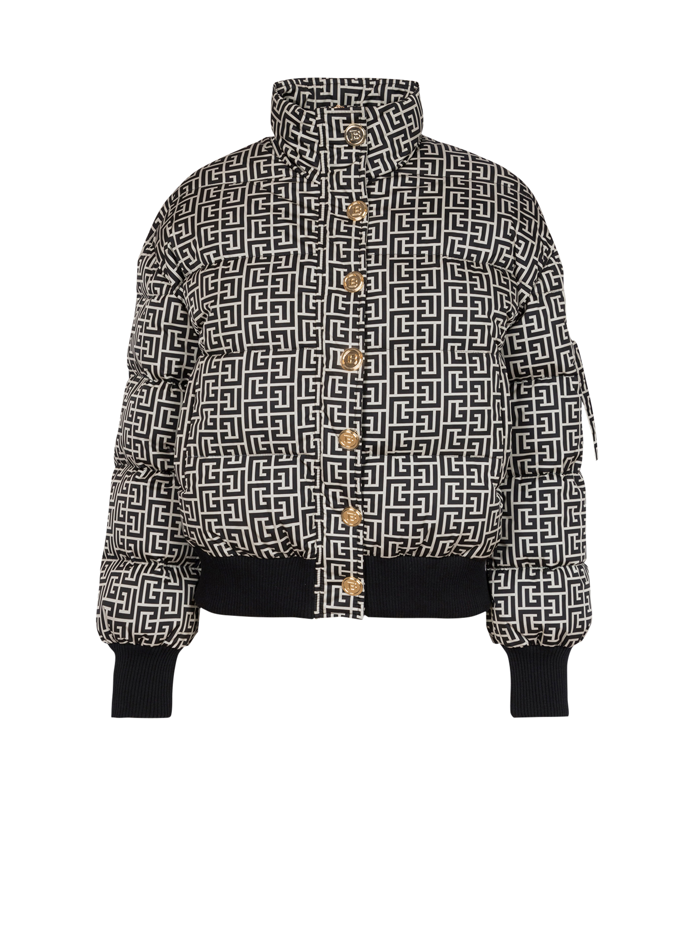 Nylon quilted coat with monogram 