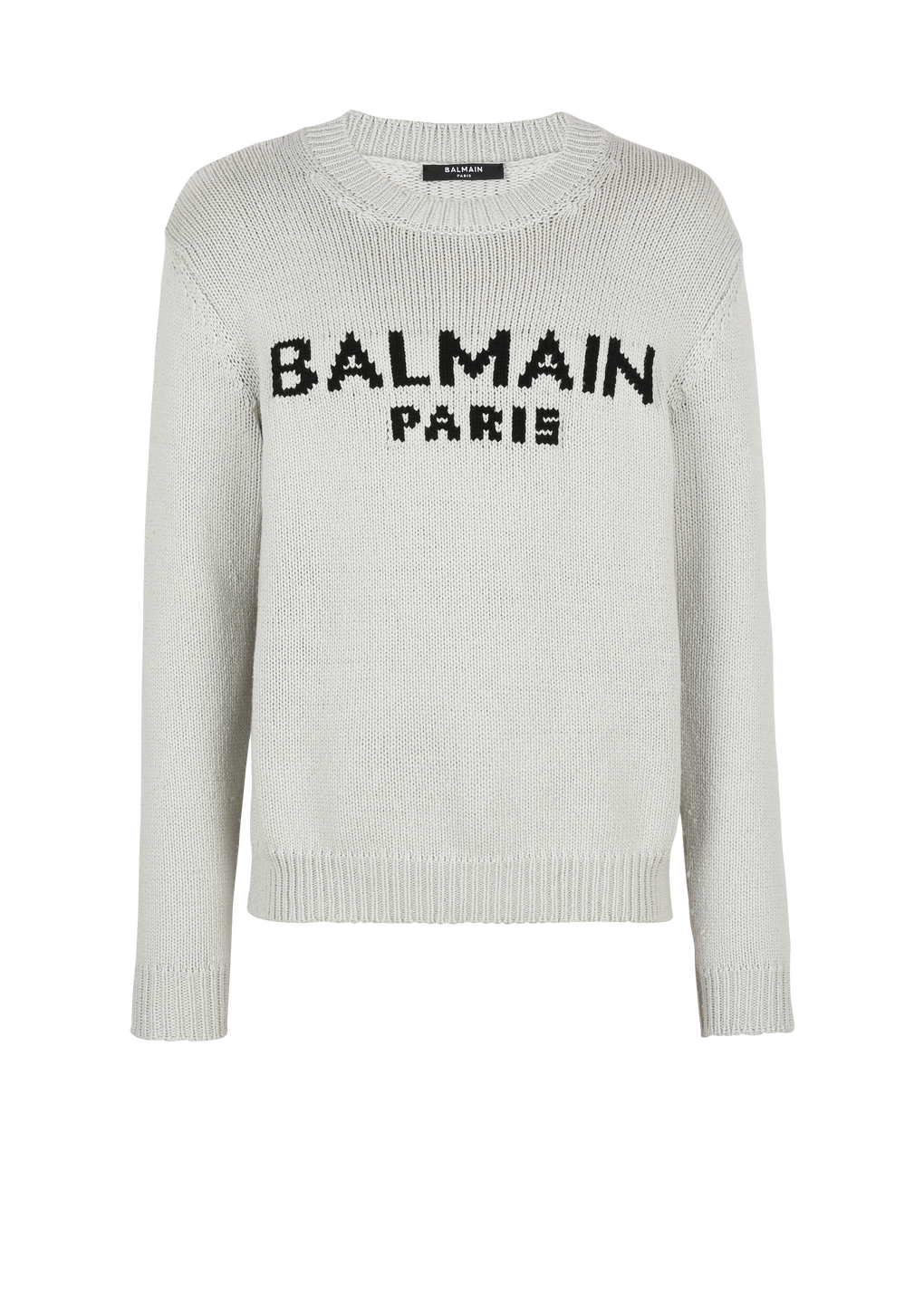 Wollpullover mit Logo von Balmain Paris, grau, hi-res