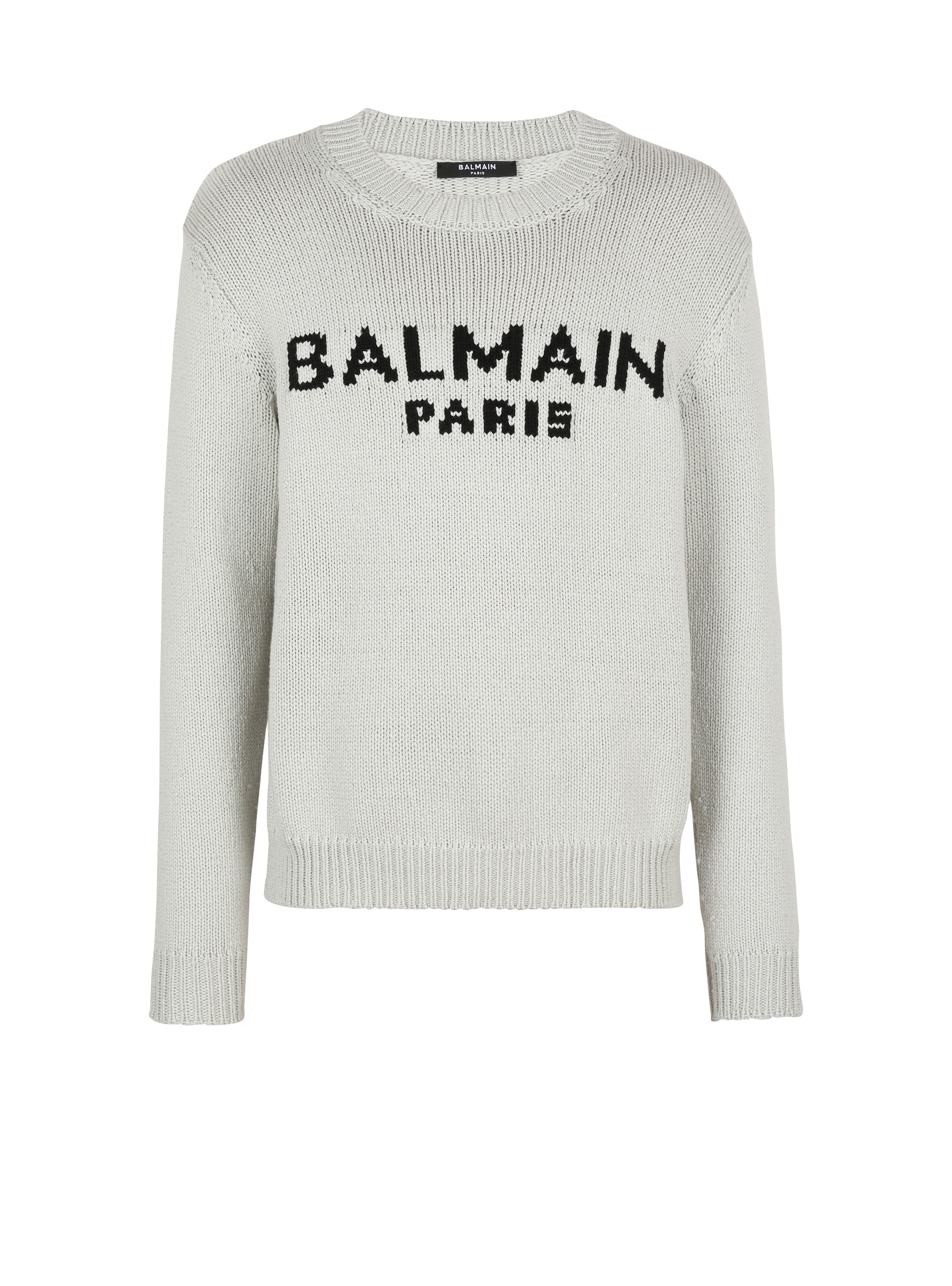 Wollpullover mit Logo von Balmain Paris, grau