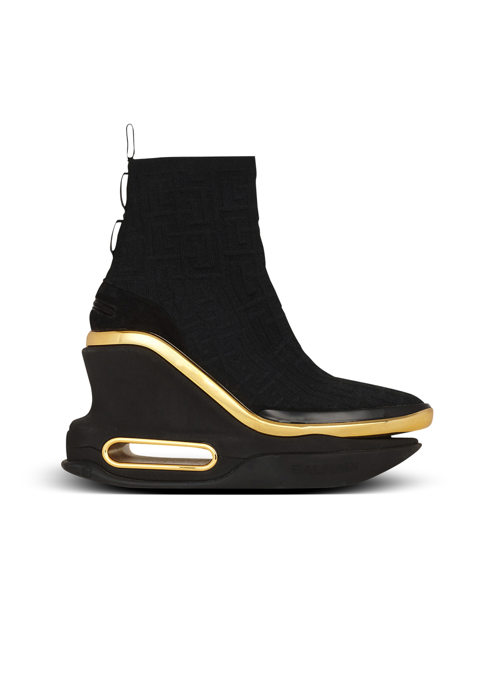 Sneakers mit Keilabsatz B-Bold aus Mesh mit Balmain-Monogramm, schwarz, hi-res