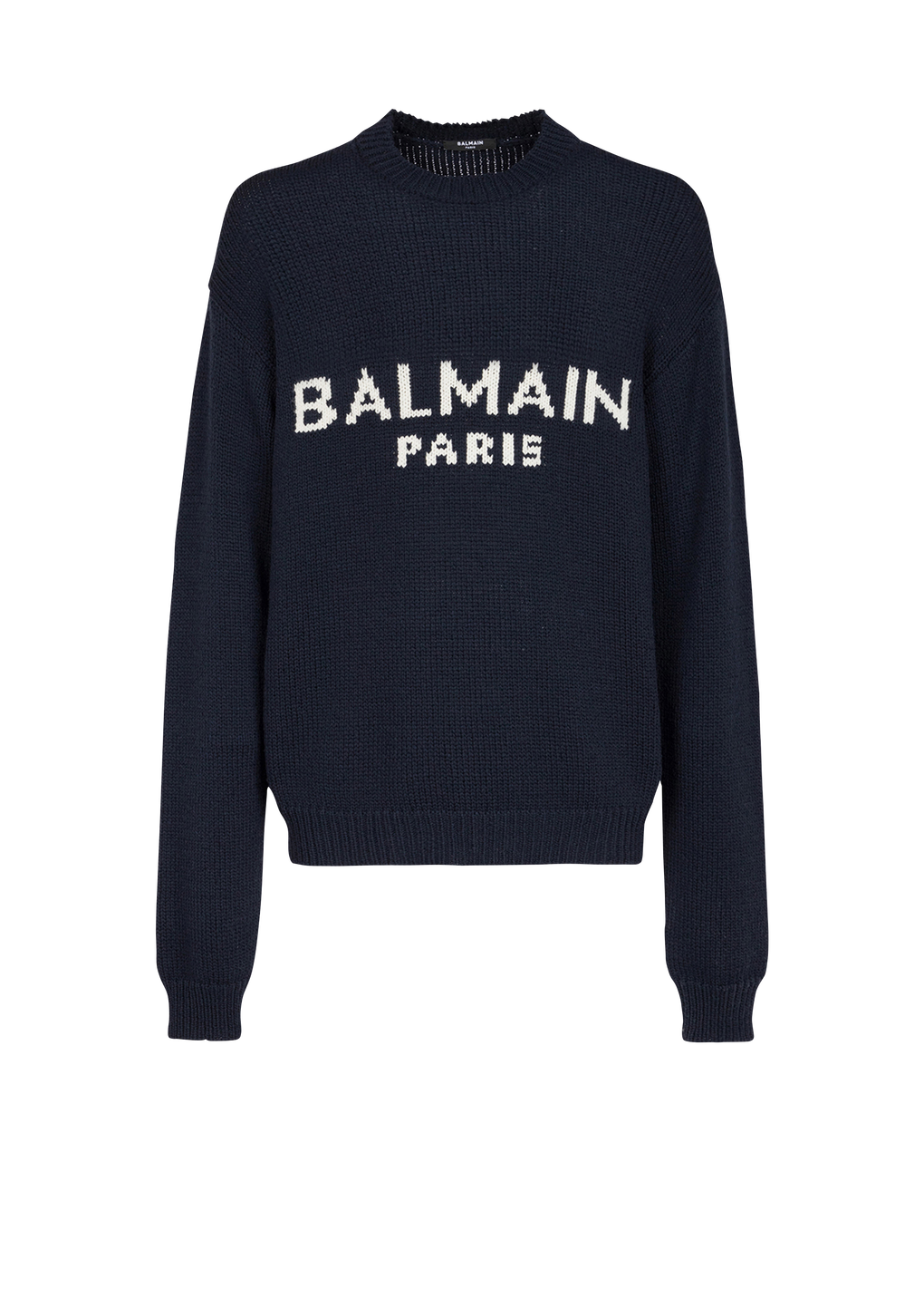 Wollpullover mit Logo von Balmain Paris, schwarz, hi-res