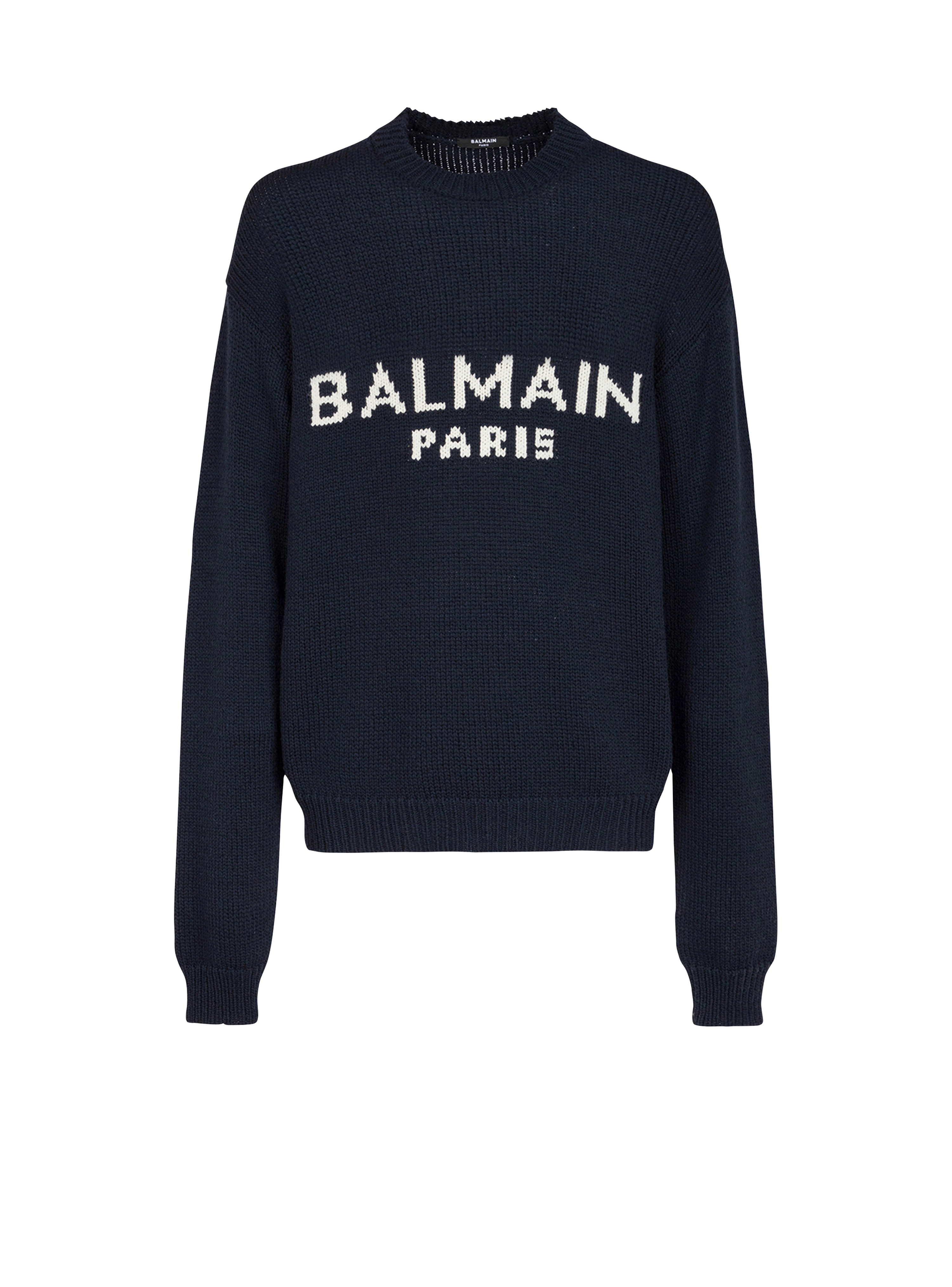 Wollpullover mit Logo von Balmain Paris, schwarz