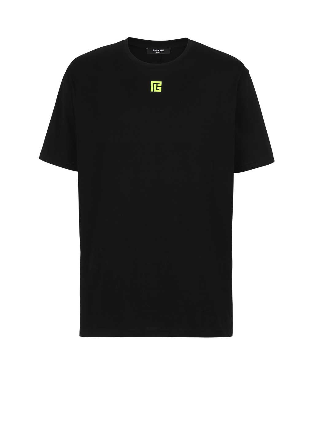 T-Shirt aus Baumwolle mit Maxi-Balmain-Logo-Print auf der Rückseite, schwarz, hi-res
