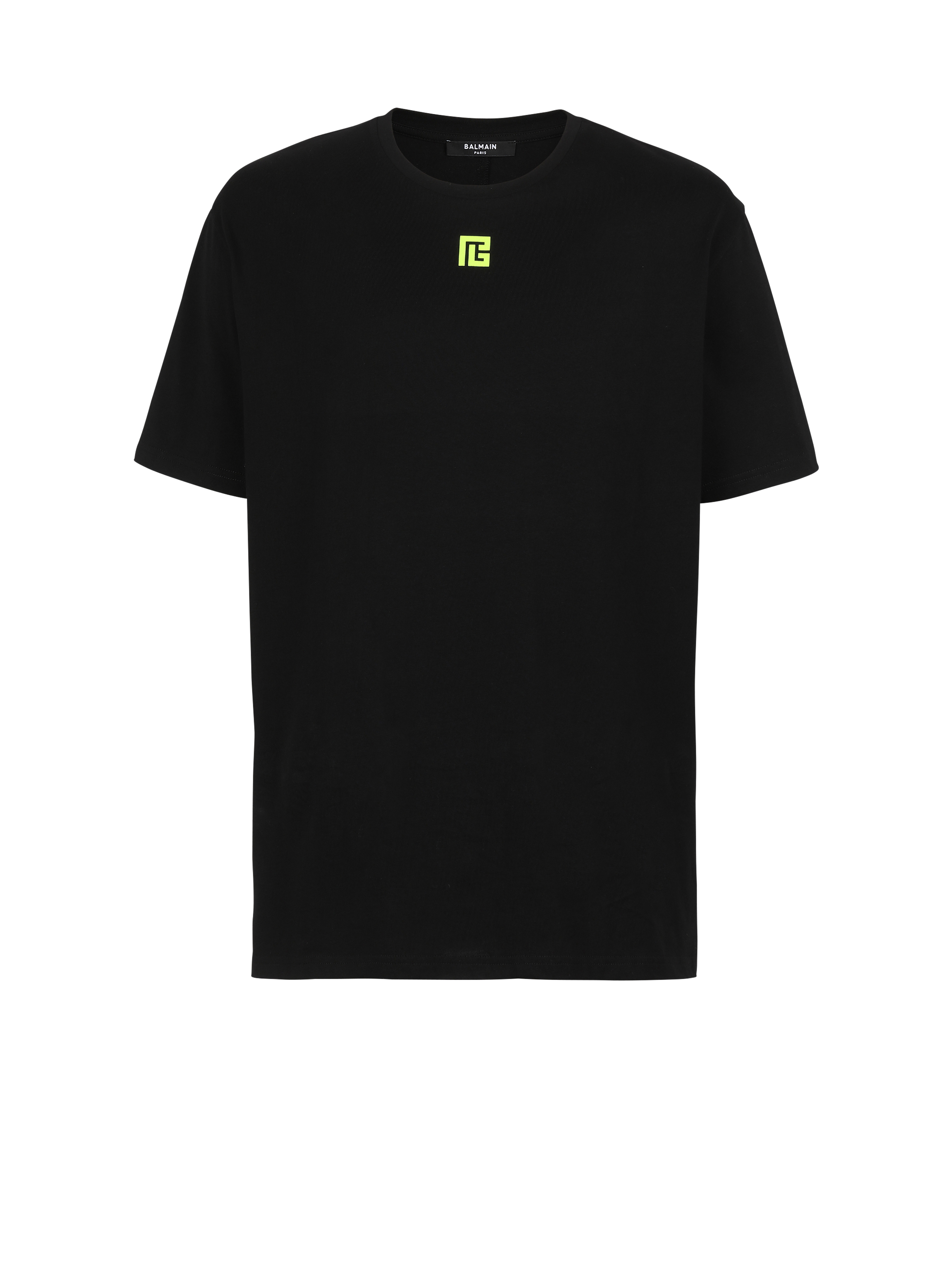 T-Shirt aus Baumwolle mit Maxi-Balmain-Logo-Print auf der Rückseite, schwarz