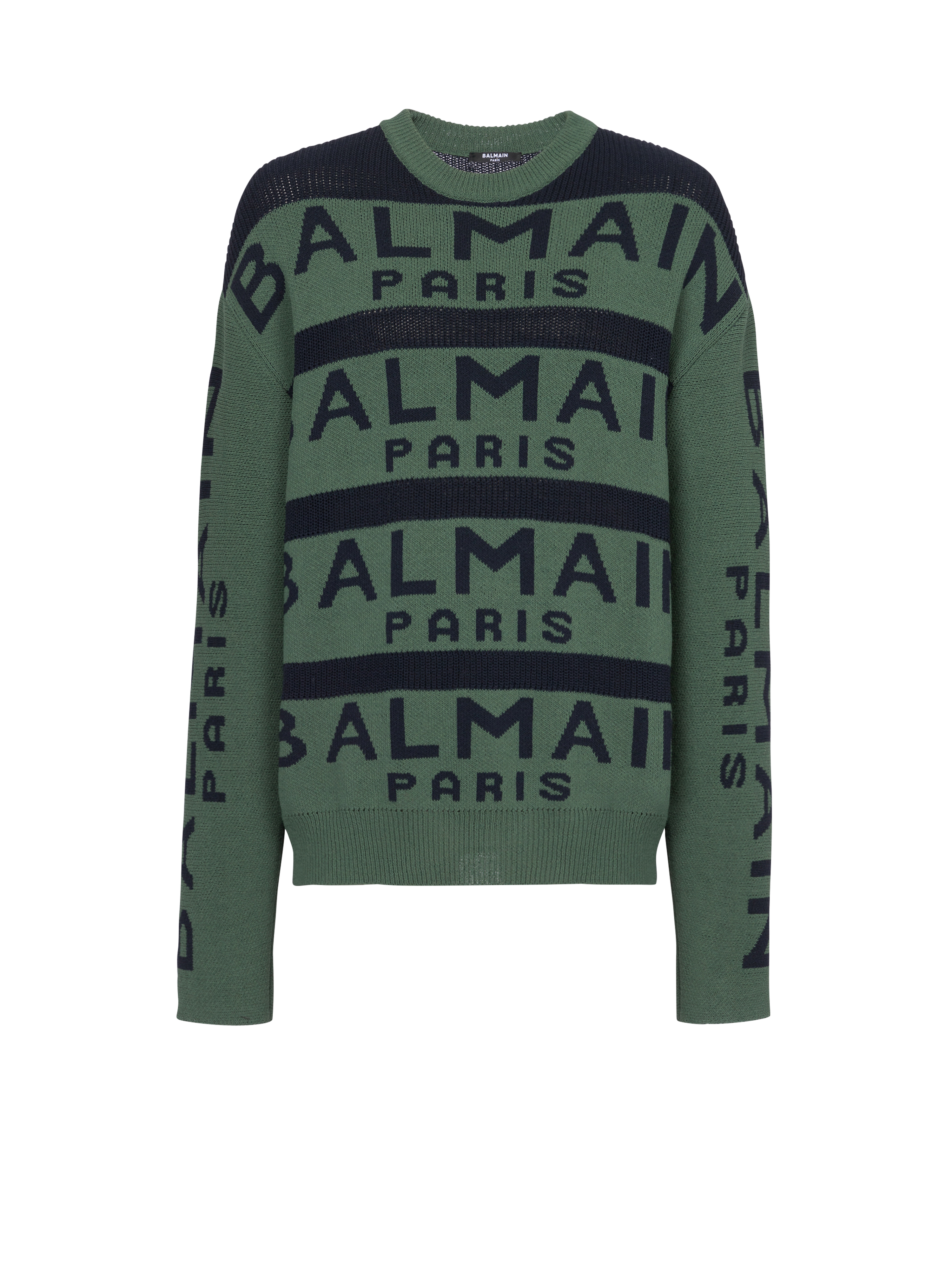 Pullover mit aufgesticktem „Balmain Paris“-Logo, grün