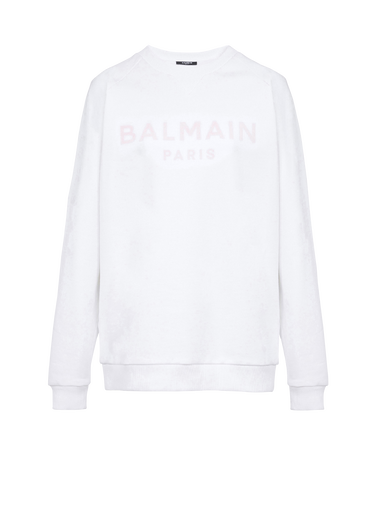 Sweatshirt aus Bio-Baumwolle mit hellrosa Balmain Logo-Print