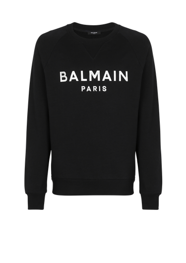 Sweatshirt aus Baumwolle mit „Balmain Paris”-Logo-Print in Metallic-Optik