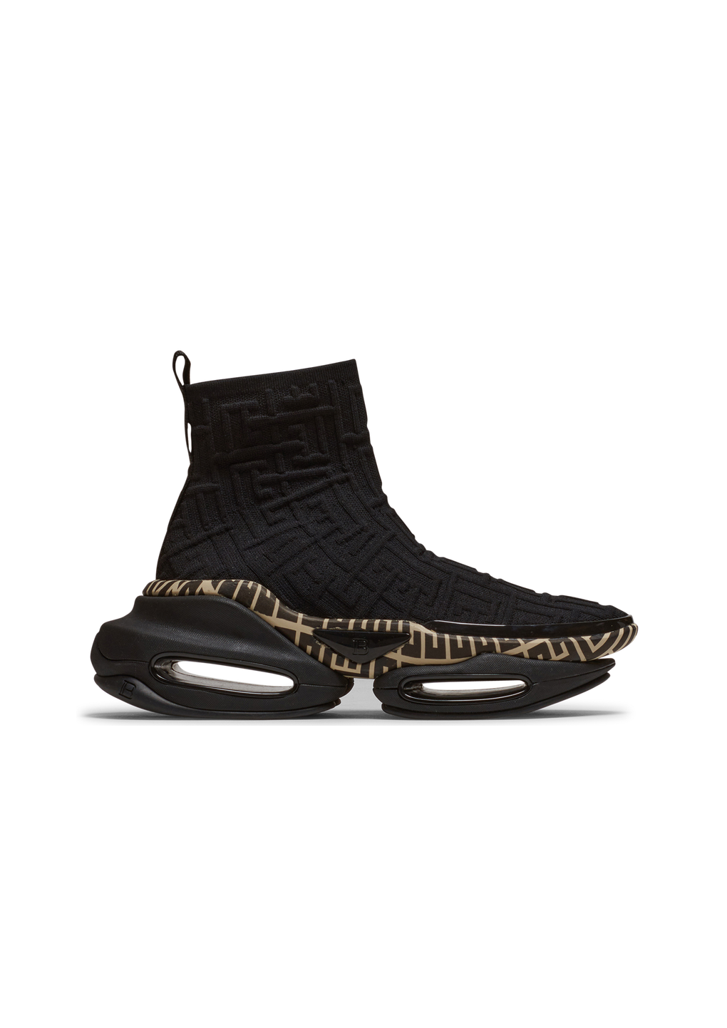 High-Top-Sneakers B-Bold aus Mesh mit Balmain-Monogramm, schwarz, hi-res