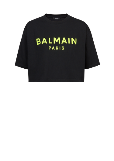 Cropped T-Shirt aus Baumwolle mit Balmain Logo-Print